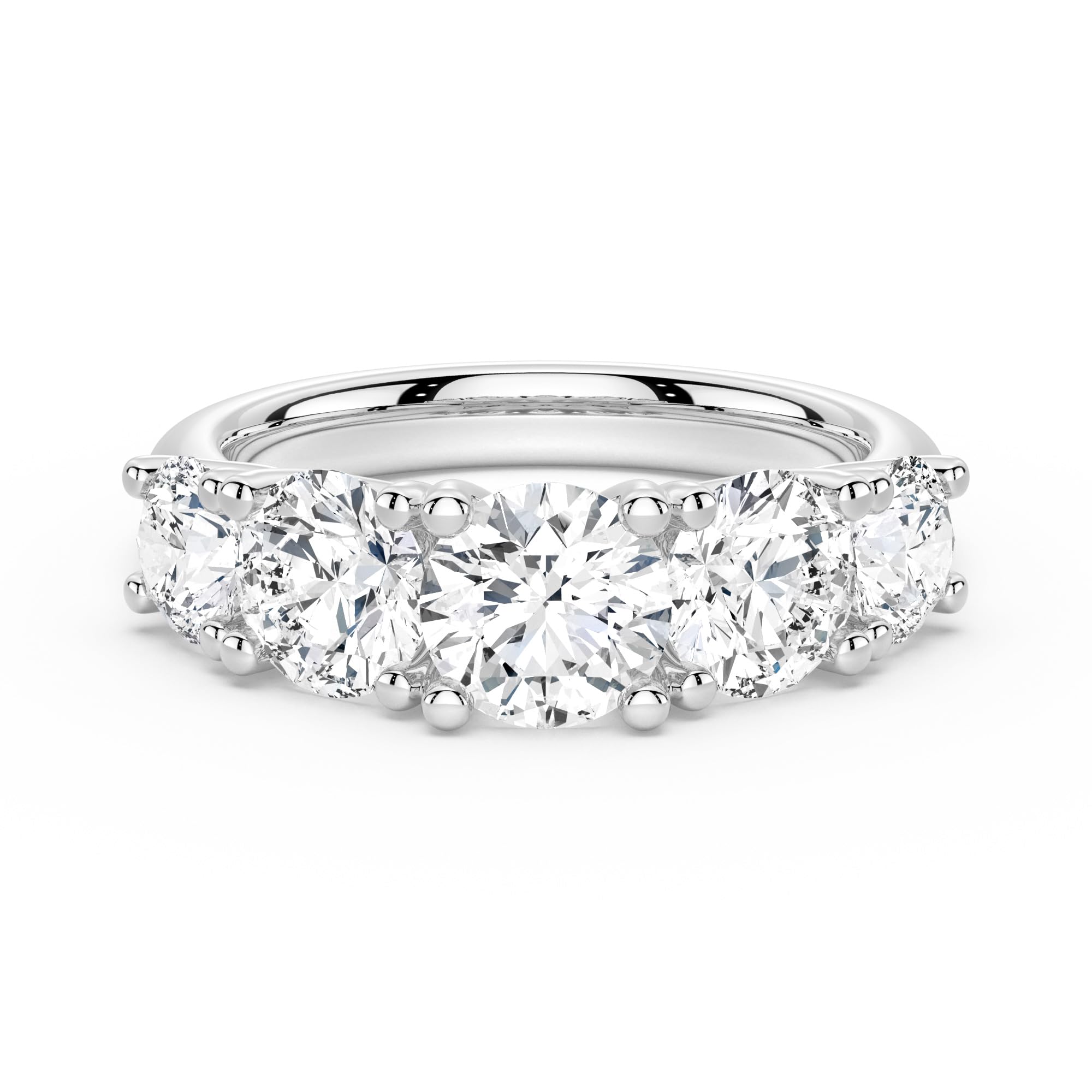 MSBLUE 3.2 Carat Round Cut Moissanite Engagement Ring, 925 Sterling Silver Anniversary Band