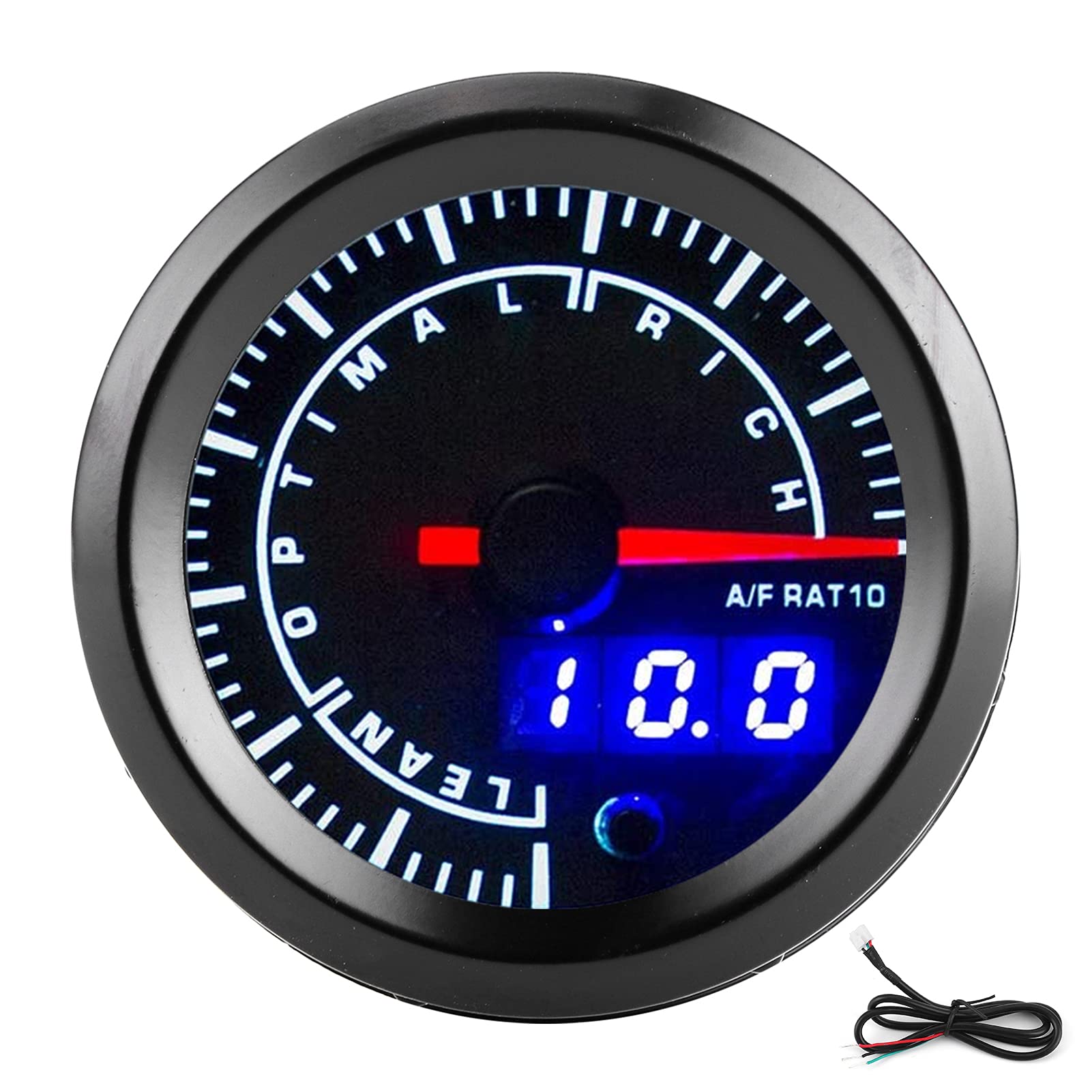 Indicatore AFR Aria/Carburante per Auto 2,5 Pollici 12V con Puntatore e Impostazione Avvertimento Regolabile