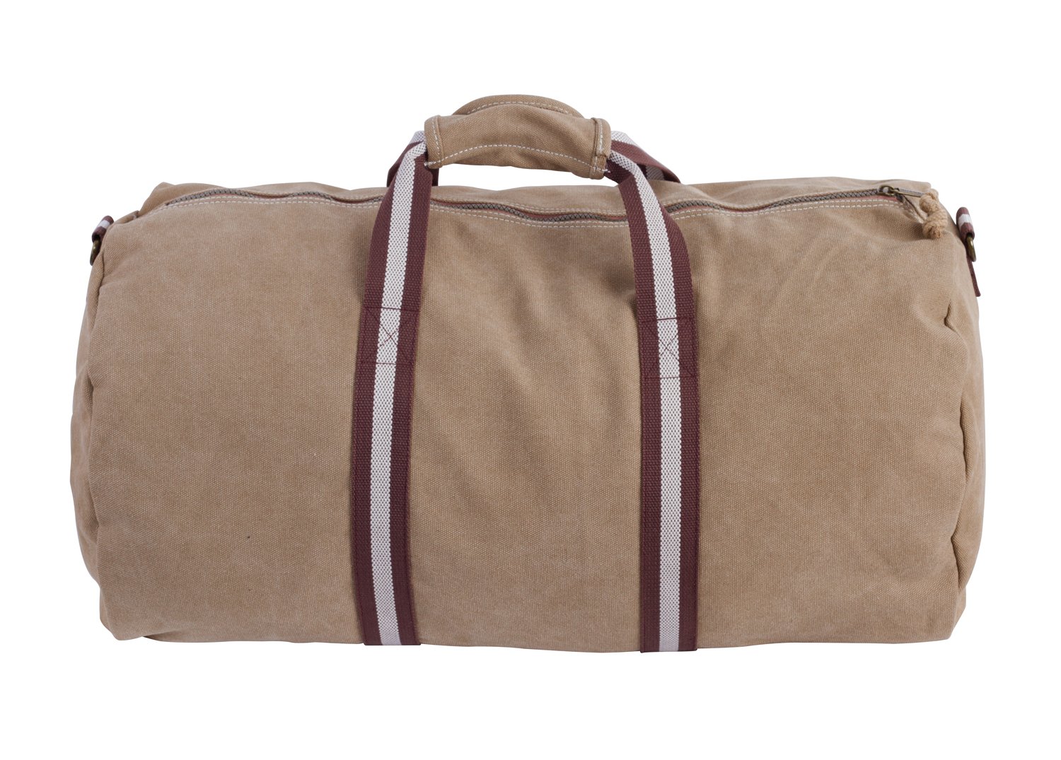 Canvas Barrel Bag - Sporttasche, 45 Liter, Duffel Bag Tasche mit Echt-Leder Veredelung (Manufaktur13) (Sand)