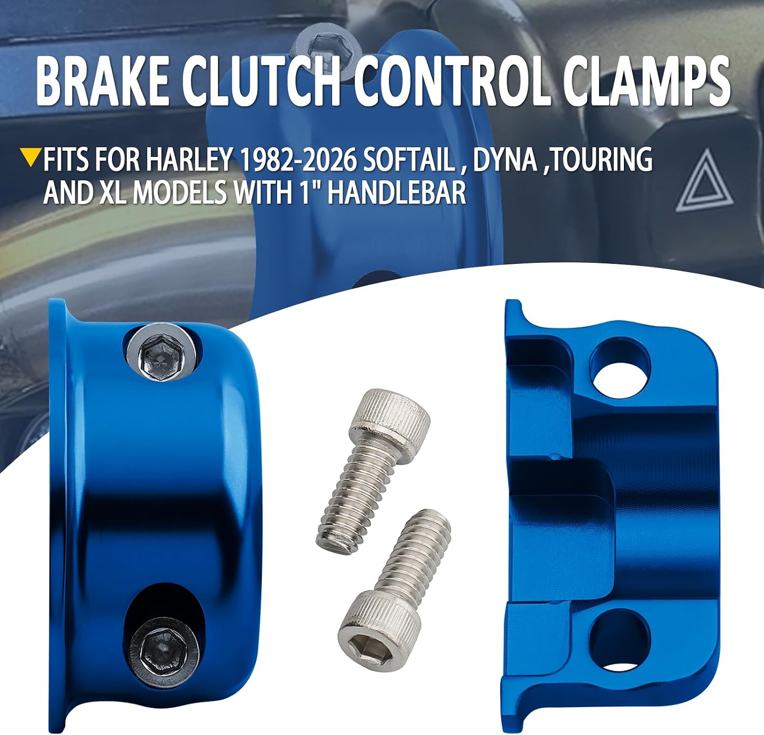 2 Pcs Brake Clutch Perch Clamps Half Clamp Fit For Harley 1982-2026 Touring Road Glide Road King Street Glide Electra Glide Softail Low Rider S FXBB Dyna Sportster XL with 1" Handlebar (Blue)
