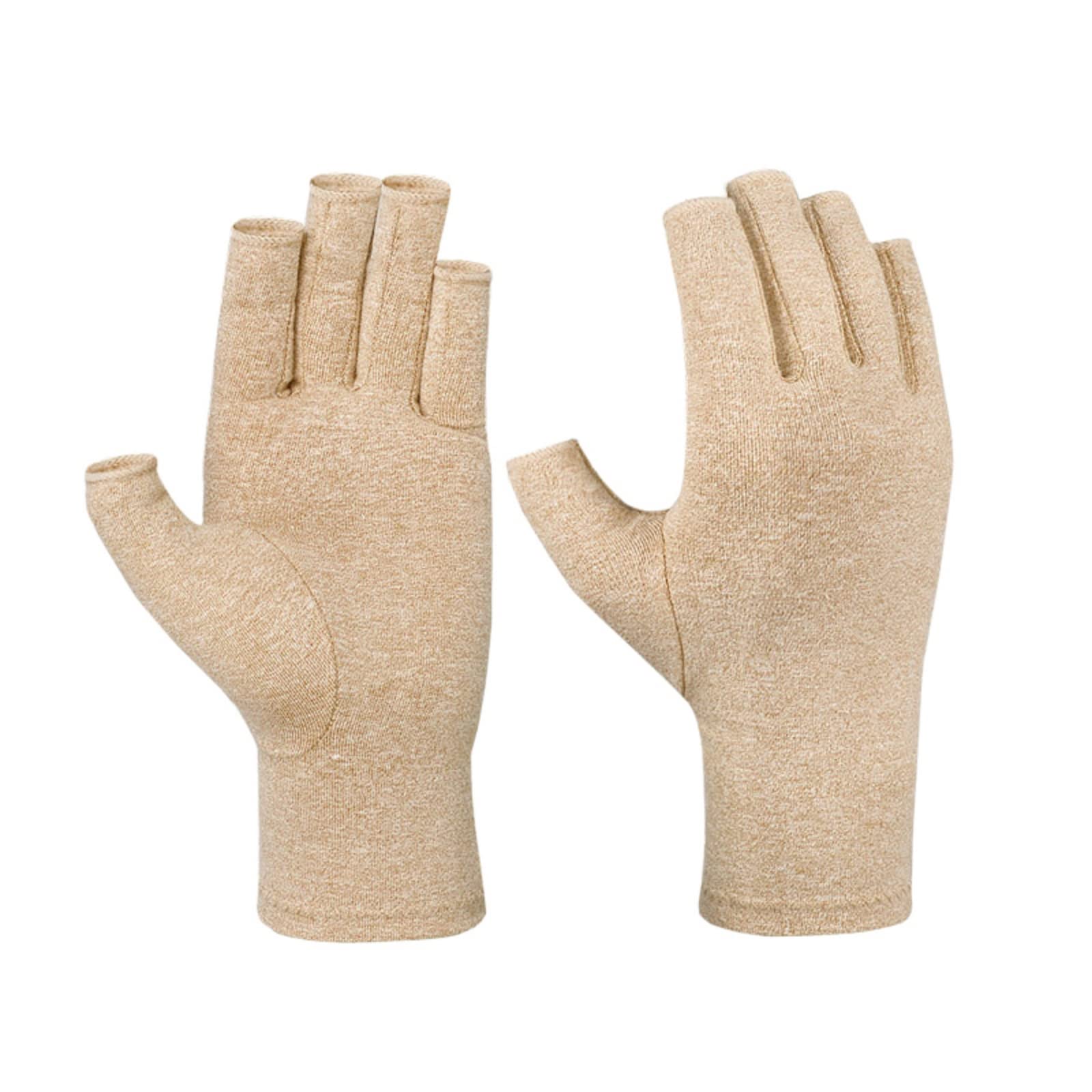 Hotfiary Compression Arthritis Gloves for Women Men Relieve Rheumatoid Osteoarthritis Carpal Tunnel Fingerless Gloves (1pair)
