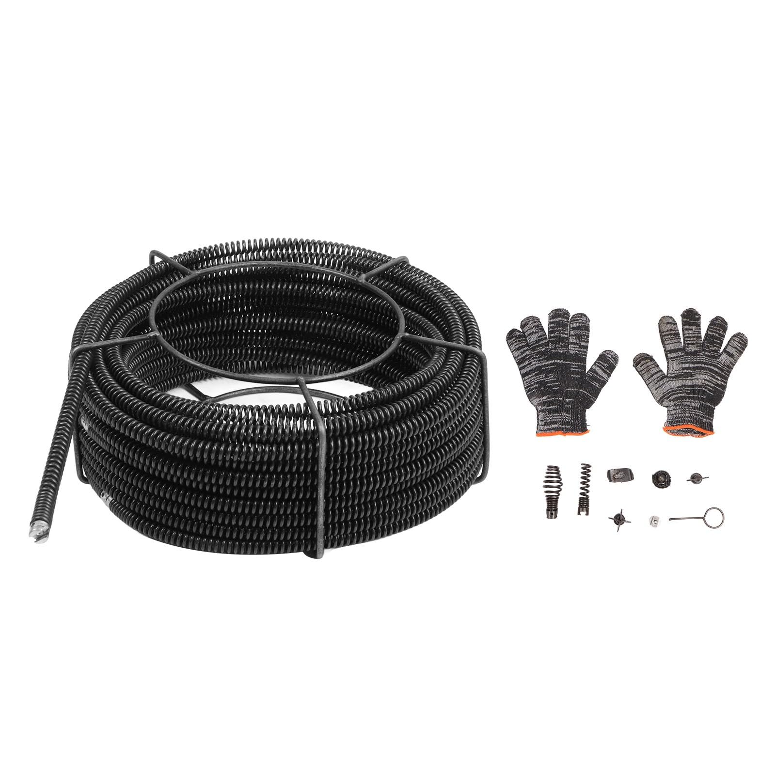 Tissting Cable De Desatascador De Tuberías De 30 Metros 9.5mm - Para Limpieza De Desagües De Fregadero, Ducha Y Alcantarillado Con Accesorios Incluidos