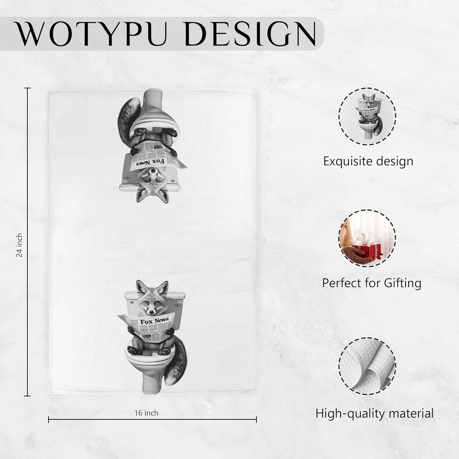 Funny Fox Gifts Hand Towels for Bathroom, Fox Lovers Gifts Decorative Hand Towels for Kids Guest Bathroom Washroom Power Room Vanity Half Bath, 16X24 Inch - Image 6