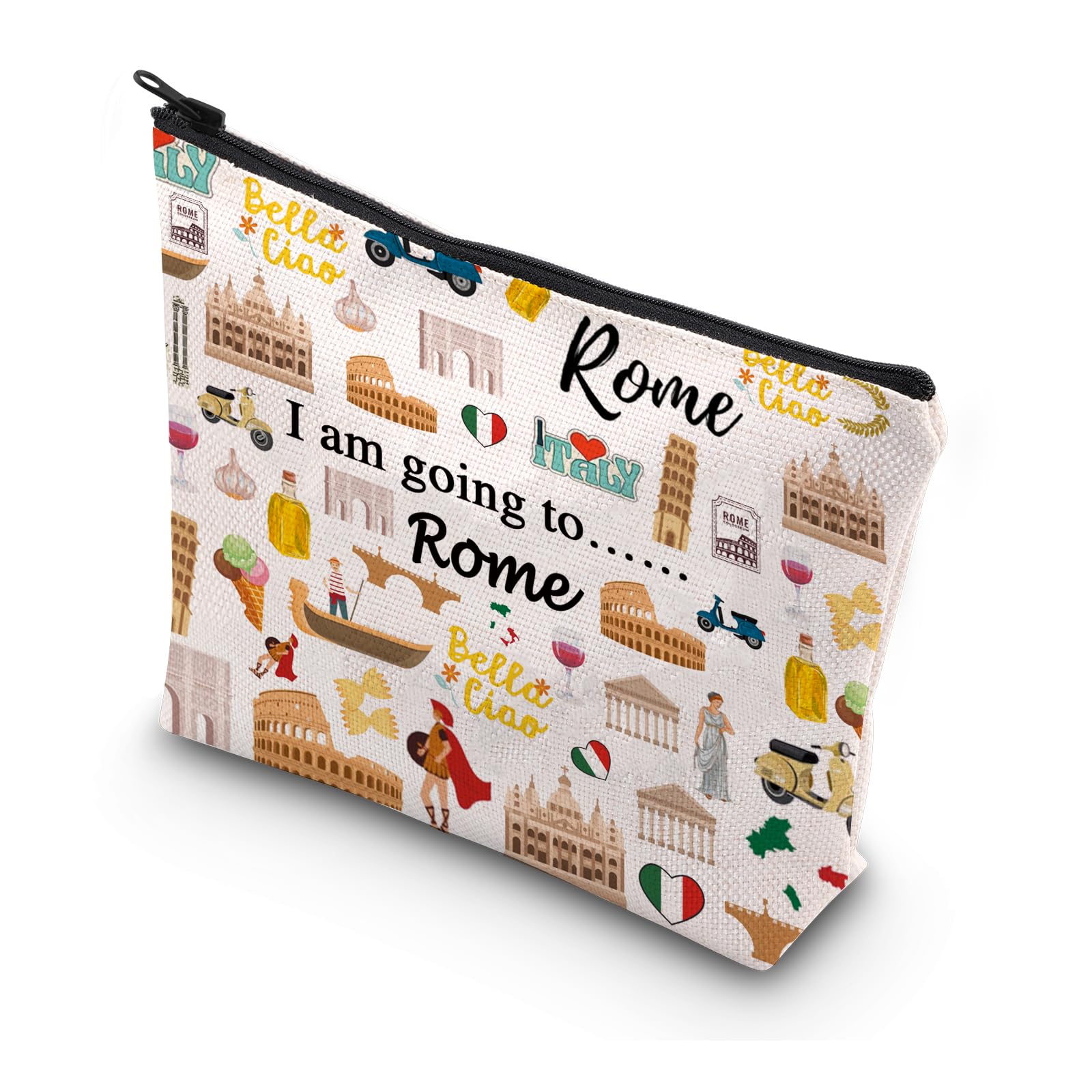 WSNANG Italy Rome Travel Gift Rome Travel Makeup Bag Rome Journey Cosmetic Bag Rome Travel Souvenir Bag Rome Italy Bachelorette Makeup Bag (Rome bag)