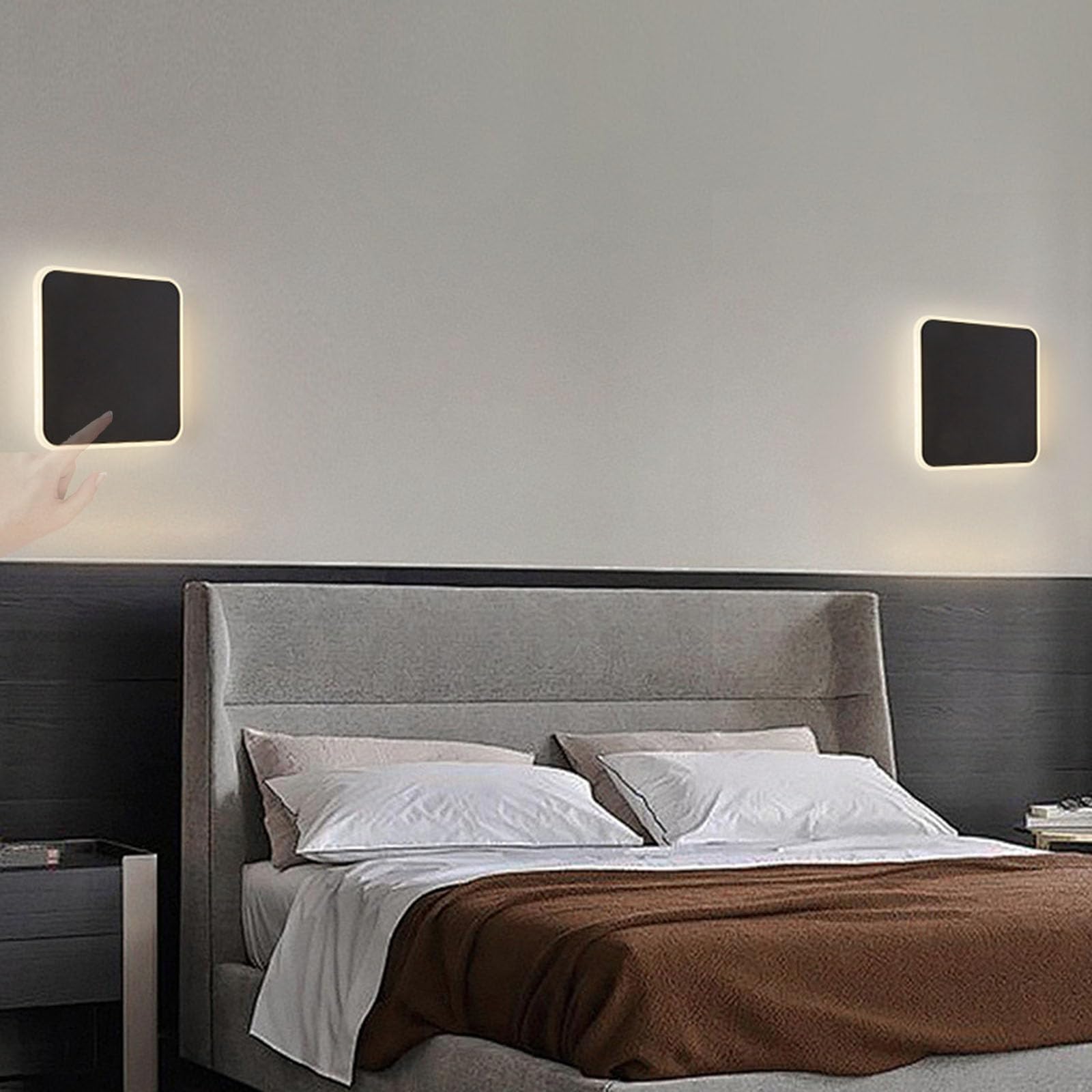 Aplique de Pared LED para Interiores con interruptores táctiles, lámparas Modernas, Apliques de decoración para Dormitorio, cafetería, iluminación Decorativa, 3000k/4500k/6000k, acrílico.