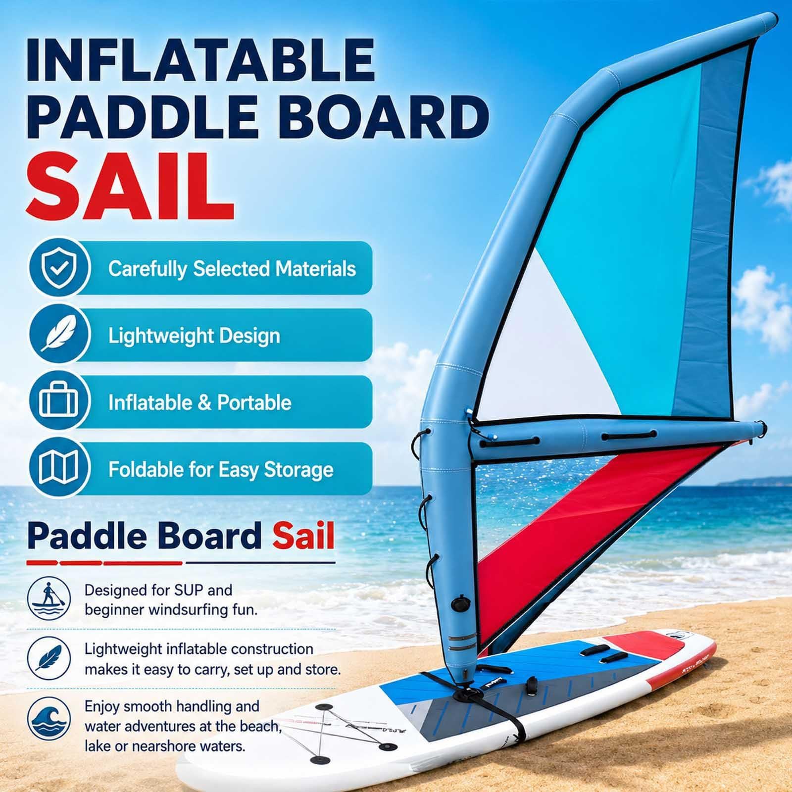 Vela Manual Hinchable 2,2/3,2/4,2/5,2㎡ para Sup 4.2m | Cuatro Tallas para Niños, Principiantes, Estudiantes, Riders Intermedios y Adultos Altos con Experiencia