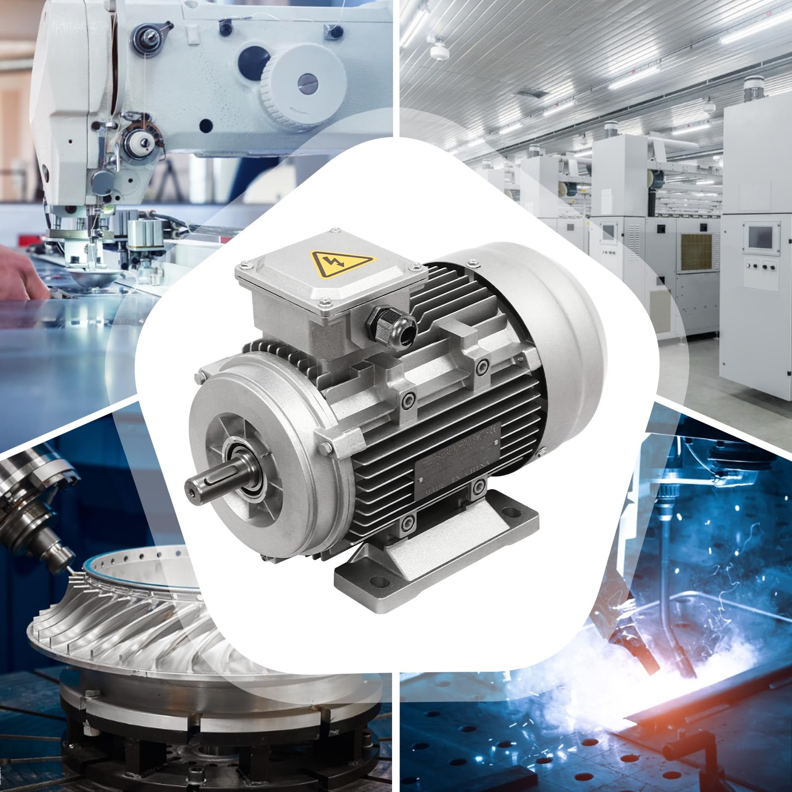 Elektromotor 380V 3-phasig Kupfer-Motor 1,5 kW mit 19mm Achse 1405 U/min