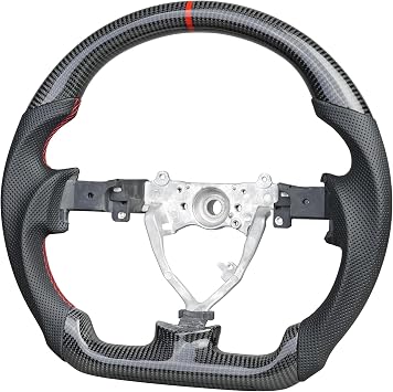 D-Shaped Flat Bottom Perforated Leather Grip Steering Wheel, Real Carbon Fiber Steering Wheel with Non-Slip Grooves Fit for Toyota FJ Cruiser 2007-2017