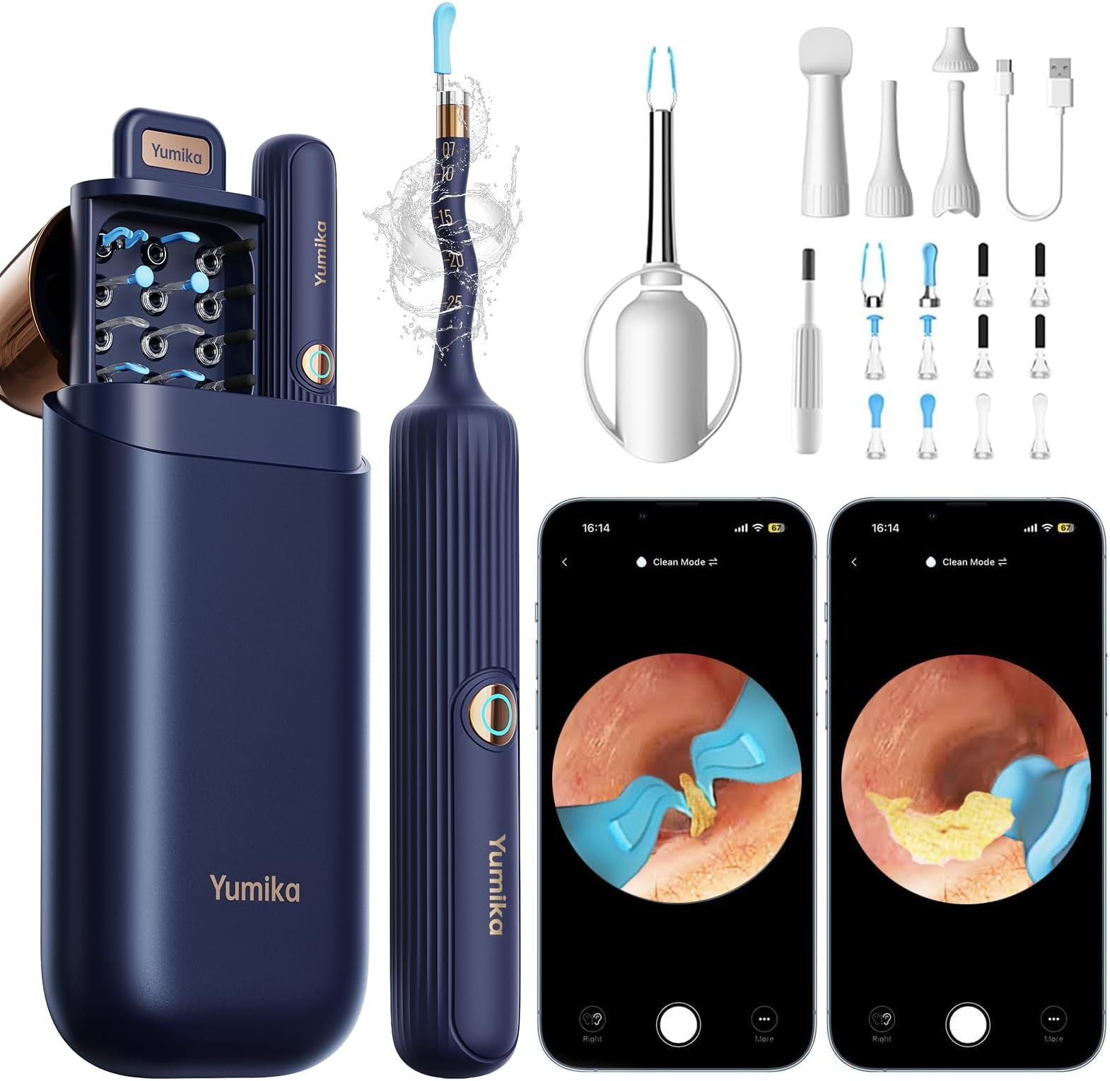 Ear Wax Removal Tool Camera, Visible Ear Cleaner Earwax Remover Kit with Tweezers, Flexible Ear Scope Otoscope with Light, Portable Cleaning Kit Earpick for Adults & Kids