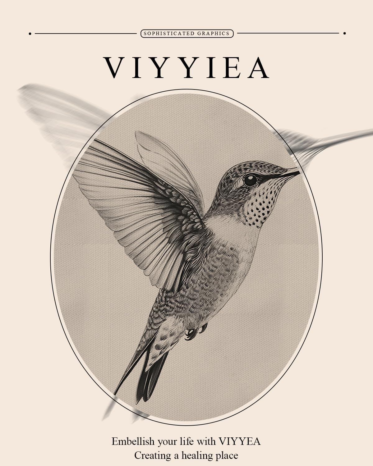 VIYYIEA Gold Framed Hummingbird Wall Art, Minimalist Canvas Wall Decor, Vintage Nature Sketch Illustration for Living Room Bedroom, Great Gift for Bird Lover, 11x14 Inch