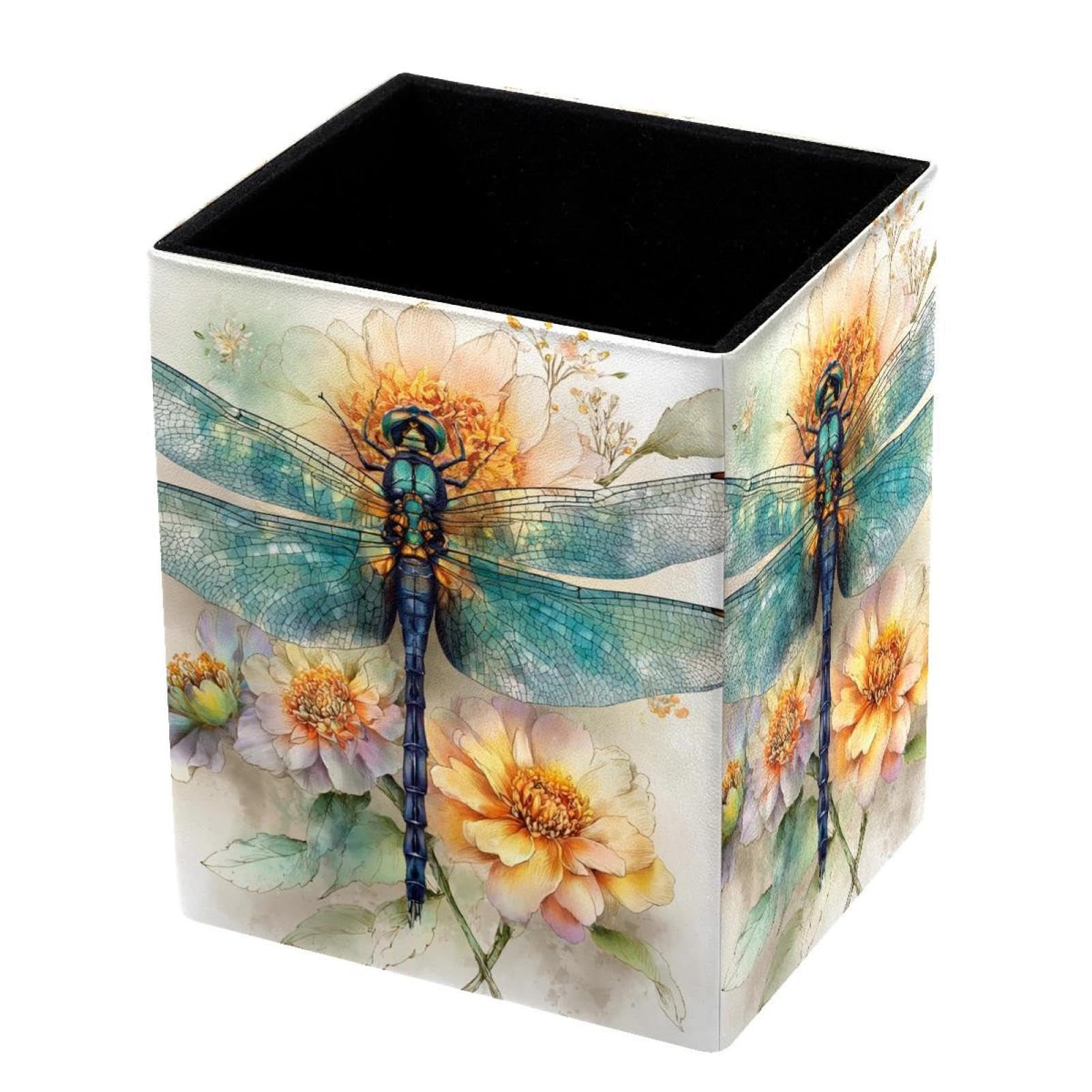 VAPOKF Pencil Holders for Desk, Dragonfly Printed Pen Holders Pen Pot Makeup Brushes Storage Desktop Stationery Supplies Organiser for Home Office