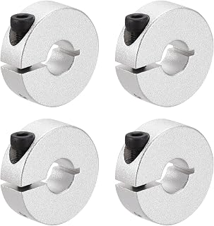 MECCANIXITY Shaft Collar 0.47 Inch Bore Single Split Aluminum Clamping Collar Shaft Collars with Set Screw Silver Tone 4 Pack