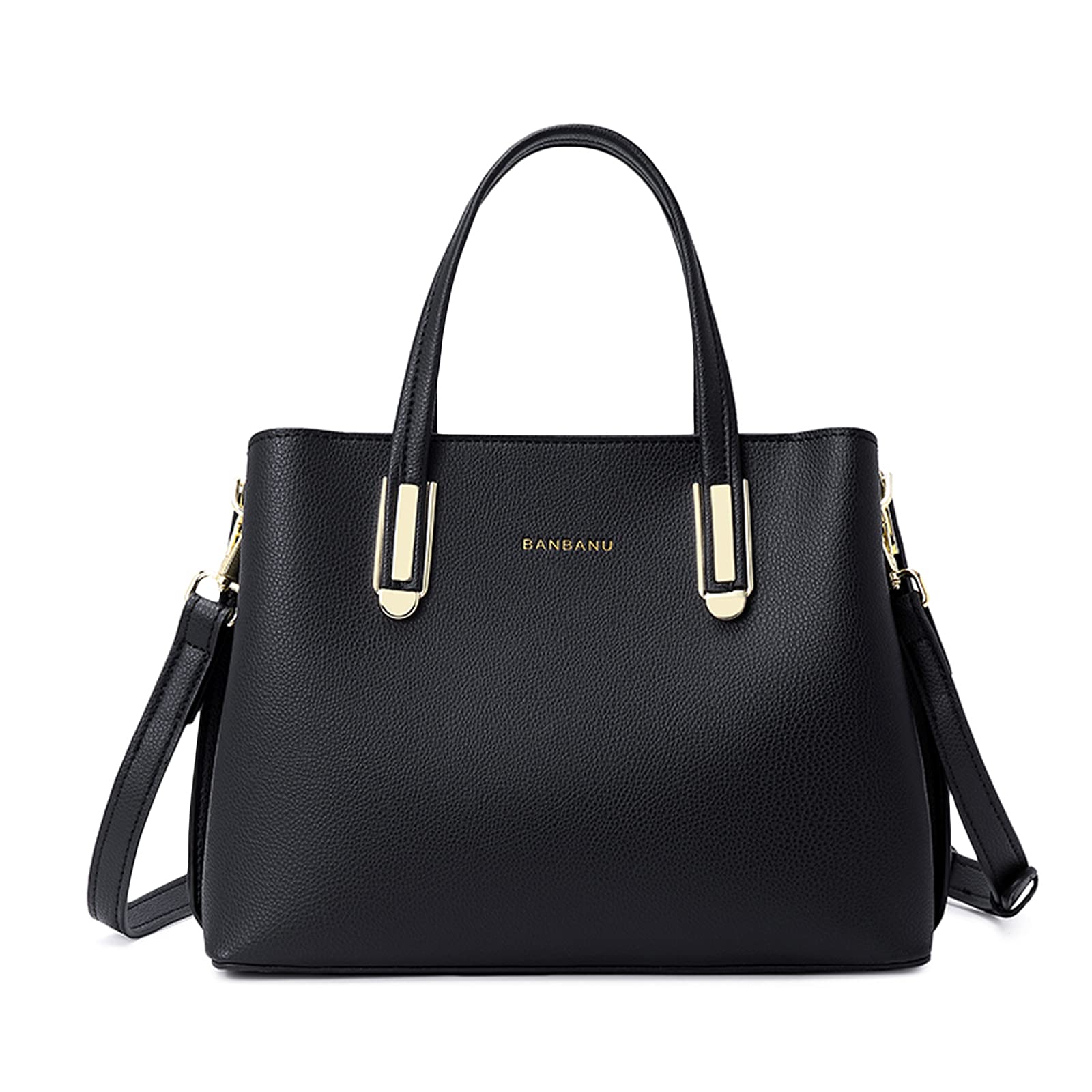 FANDARE Elegante Bolso de Mano Bolsos Cabas Mujer Bolso Bandoleras Cuero PU Impermeable Llevados Hombro Bolso De Hombro Gran Capacidad Compras Escuela Viaje, Negro, large, Elegante