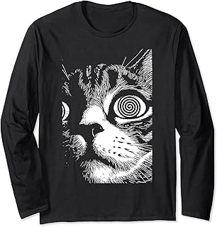 Alternative Fashion for the everyday Witch or Goth Psychedelic Cat Dark Aesthetic Crust Punk Grunge Cat Lover Long Sleeve T-Shirt