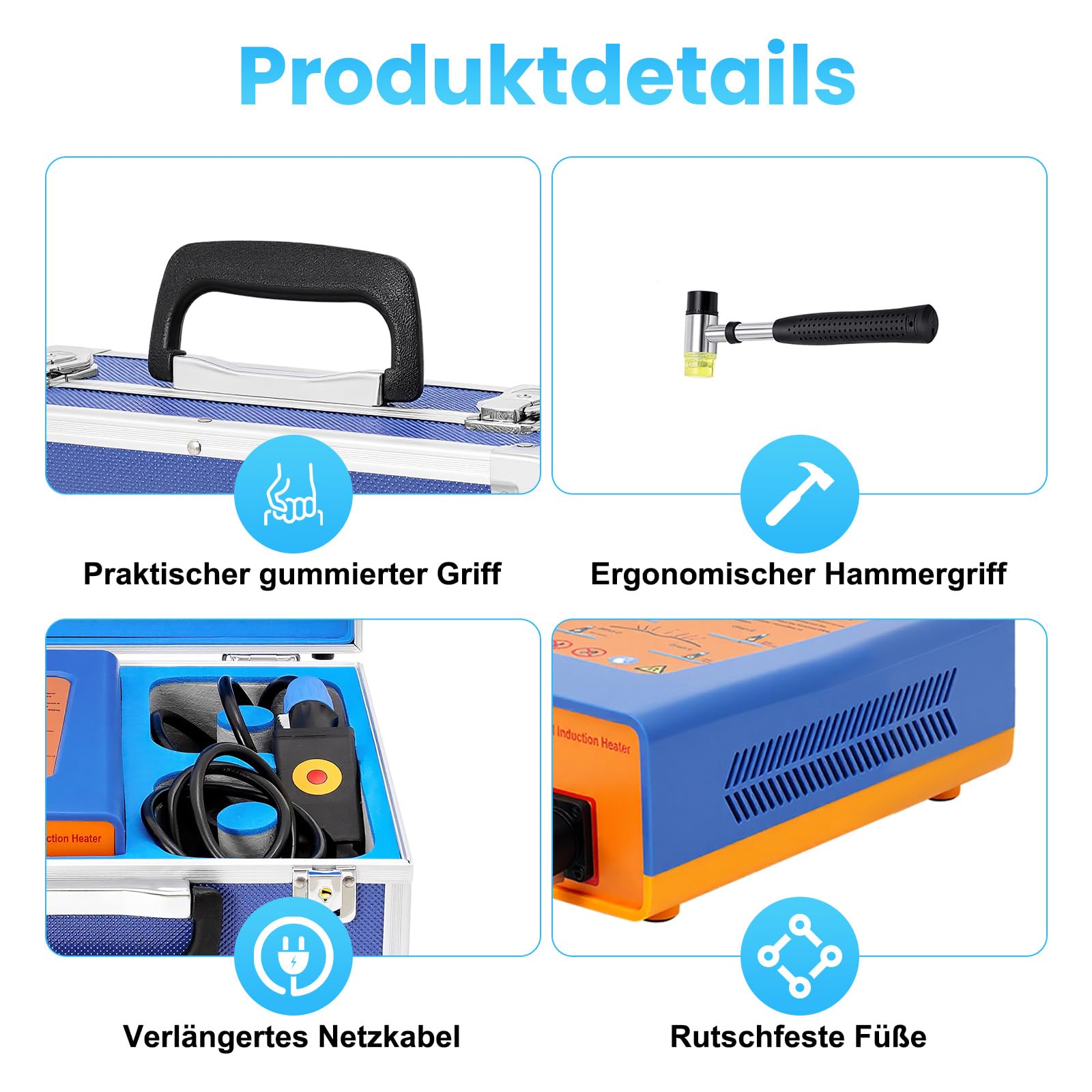 1380W Car Induktionsheizgerät Dellen-Reparaturset, 220V Professional PDR Auto Body Paintless Induction Heater Maschinen Beheizte Box Beulen Reparaturwerkzeug für Hagelschäden und Türreparaturen