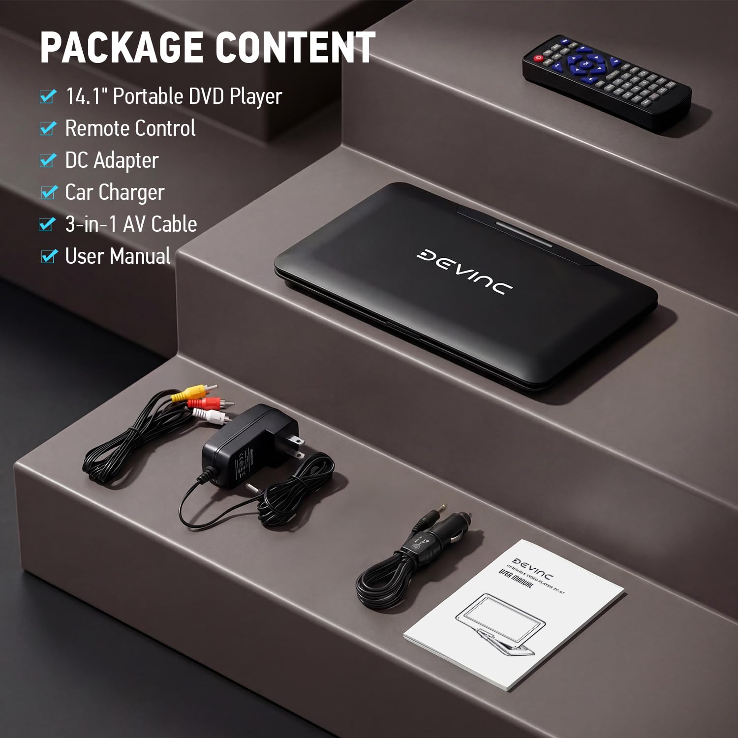 Lettore DVD portatile da 17,5", per bambini e anziani, schermo HD girevole da 15,6", batteria di 6 ore, riproduzione di DVD, CD, USB/SD, sincronizzazione con TV, altoparlante ad alto volume, senza