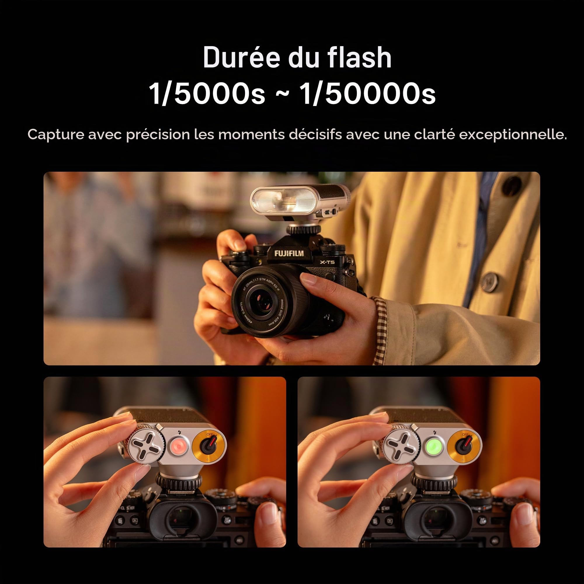 VILTROX Z1+ Mini flash Speedlite GN12 6500 K Flash pour appareil photo avec 7 niveaux, contrôle optique S1/S2, boîte à lumière amovible, compatible avec les appareils photo Canon Fuji Nikon Panasonic