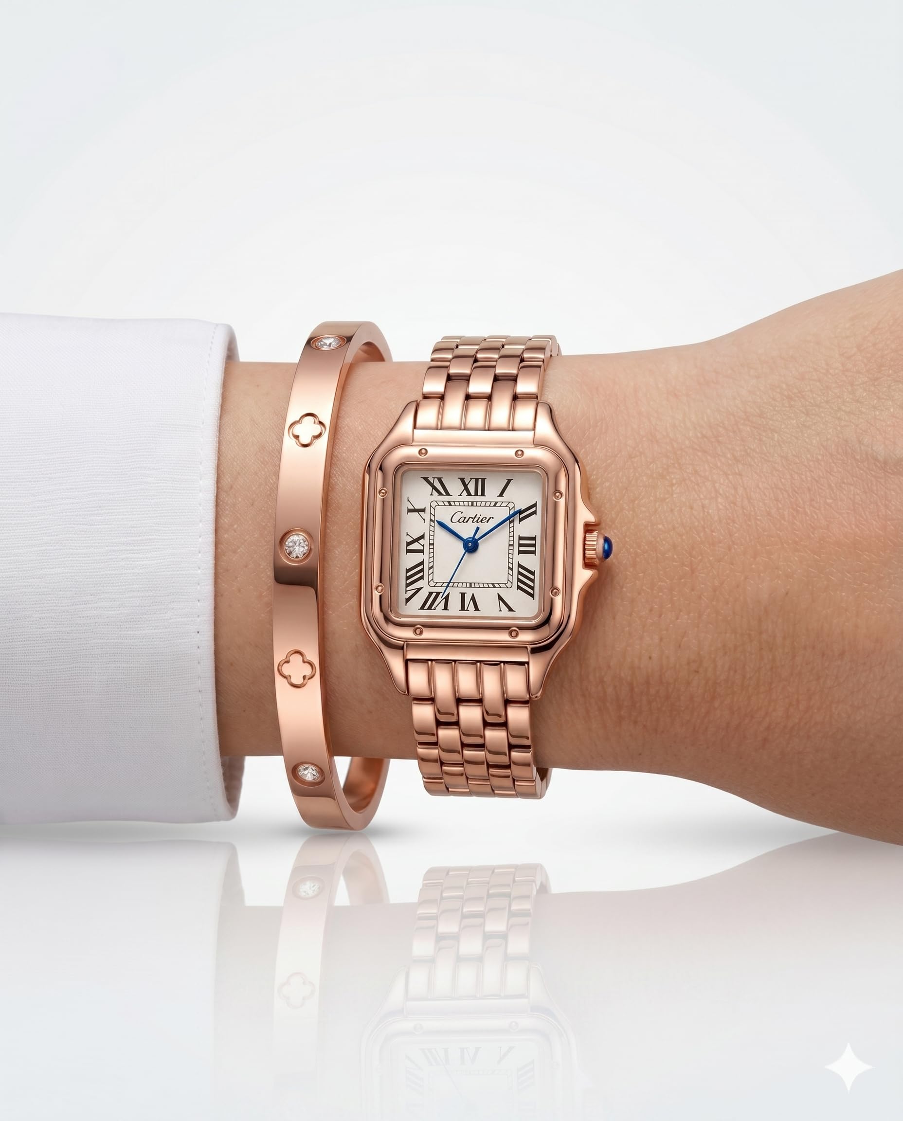 Relojes de oro para mujer, pequeña esfera romana vintage, pulsera de amor, elegante juego de joyas para mujer