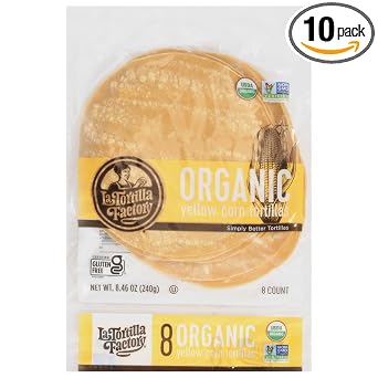 L.a Tortilla Factor.y Organic Corn Tortillas Yellow Bag 8 Count 8.46OZ Pack of 10
