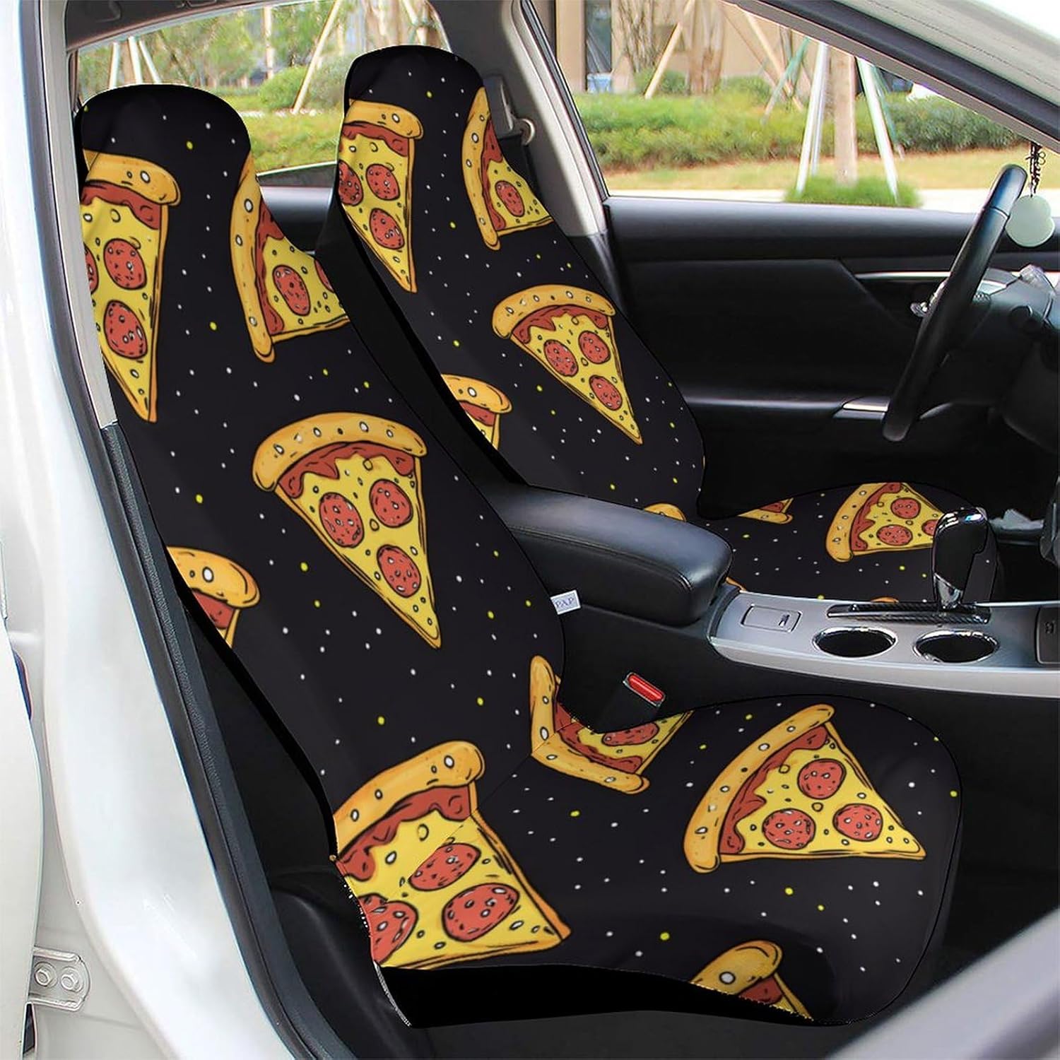 Pizza Food Print Car Seat Covers Universal Car Front Seats Protector Auto Interior Accessories 2PCS