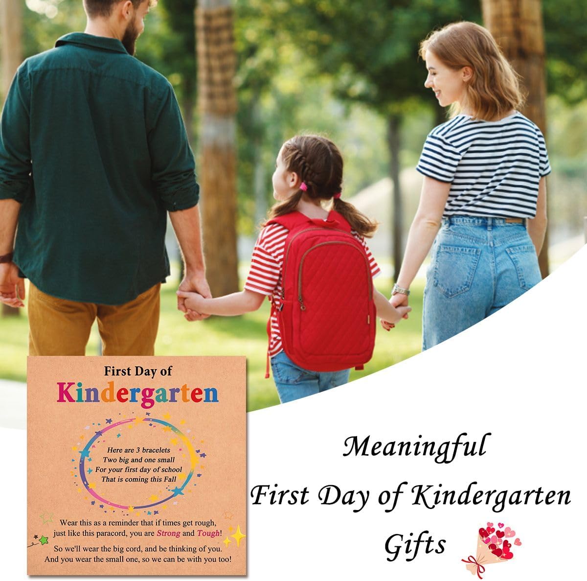Leyung First Day of Kindergarten Bracelet for Boys Girls 3 Pack, Dad Son Mommy and Me Family Bracelets, 1st First Day of Preschool Pre K Back to School Gifts for Kids Son Daughter