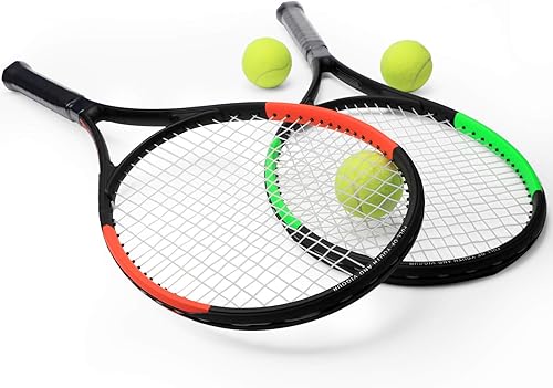 Miniatura 8 de KEVENZ Raqueta de tenis con bolsa de transporte, raqueta de tenis profesional para adultos, peso ligero y a prueba de golpes, verde..