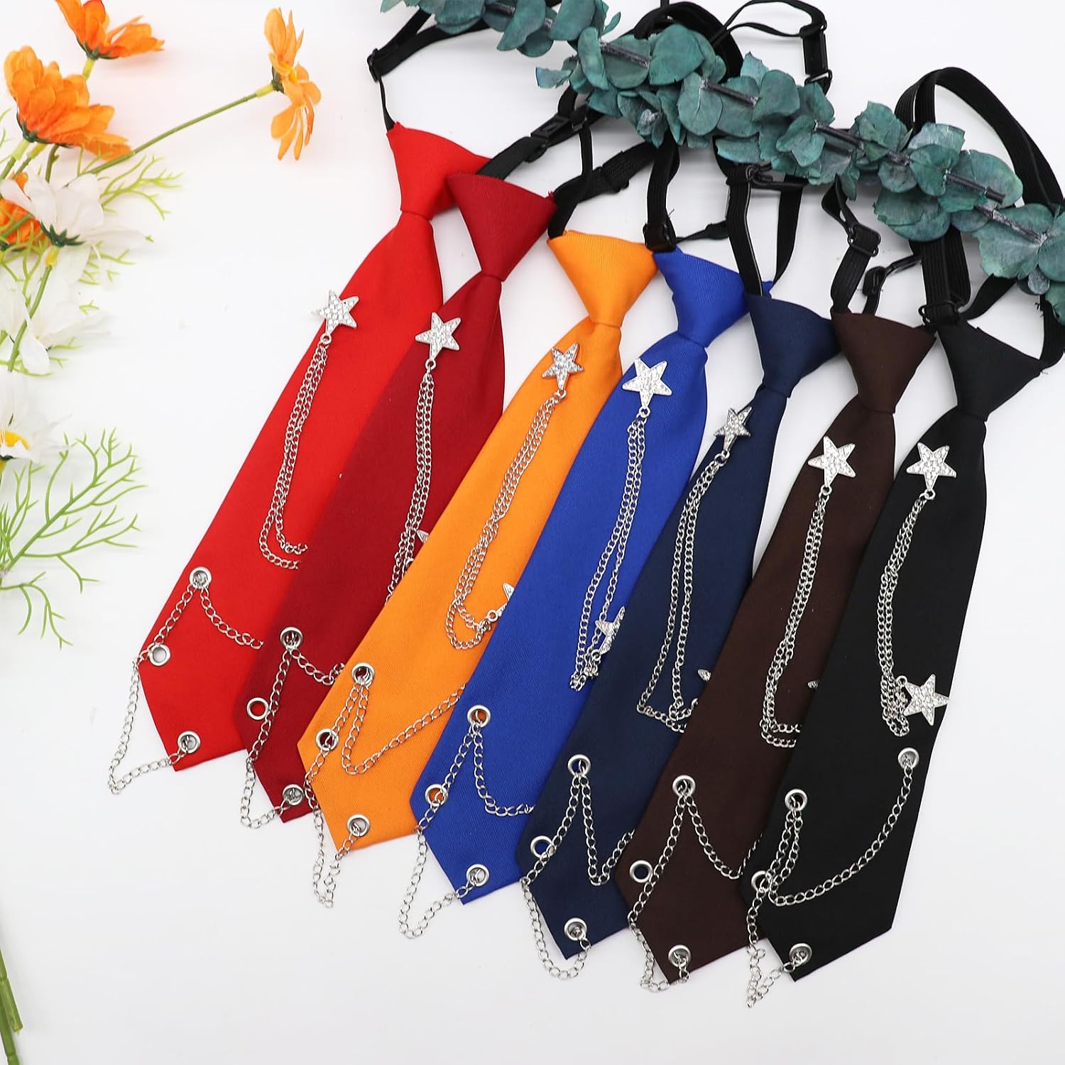 Boys Ties 8-10, Pre tied Toddler Kids Tie with Metal Chain Solid Clip on Ties for Boys Girls for School Uniform Shirt