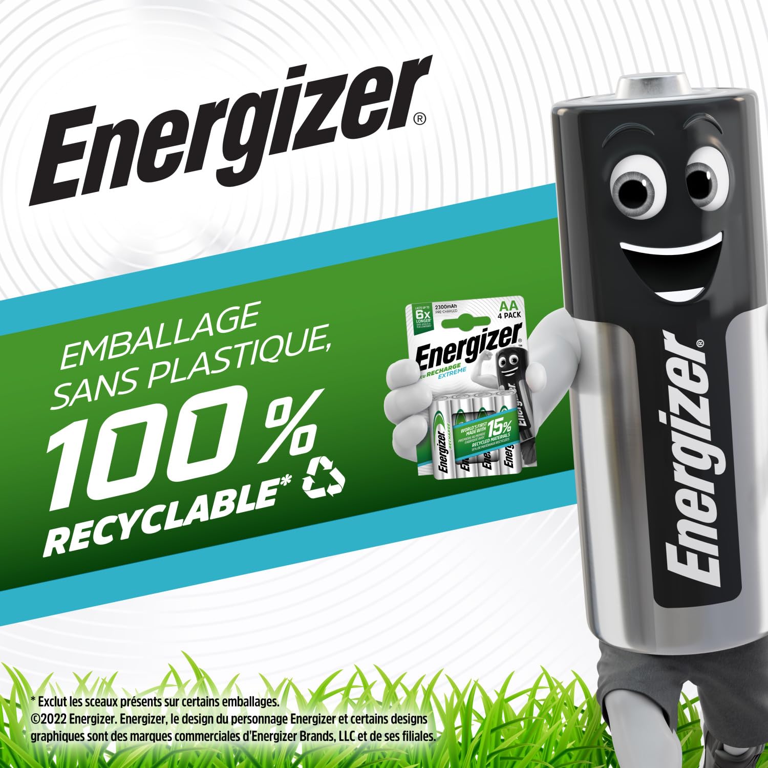 Energizer Recharge Extreme AAA 800 mAh NiMH Lot de 4 Piles Rechargeables