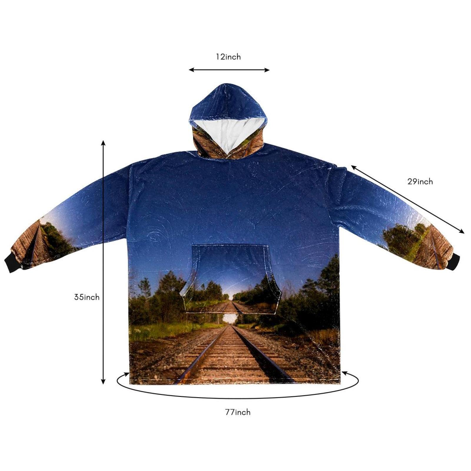 Bluza z kapturem z motywem toru pociągowego, oversize z kapturem dla kobiet, wygodna bluza, wielobarwny, rozmiar uniwersalny