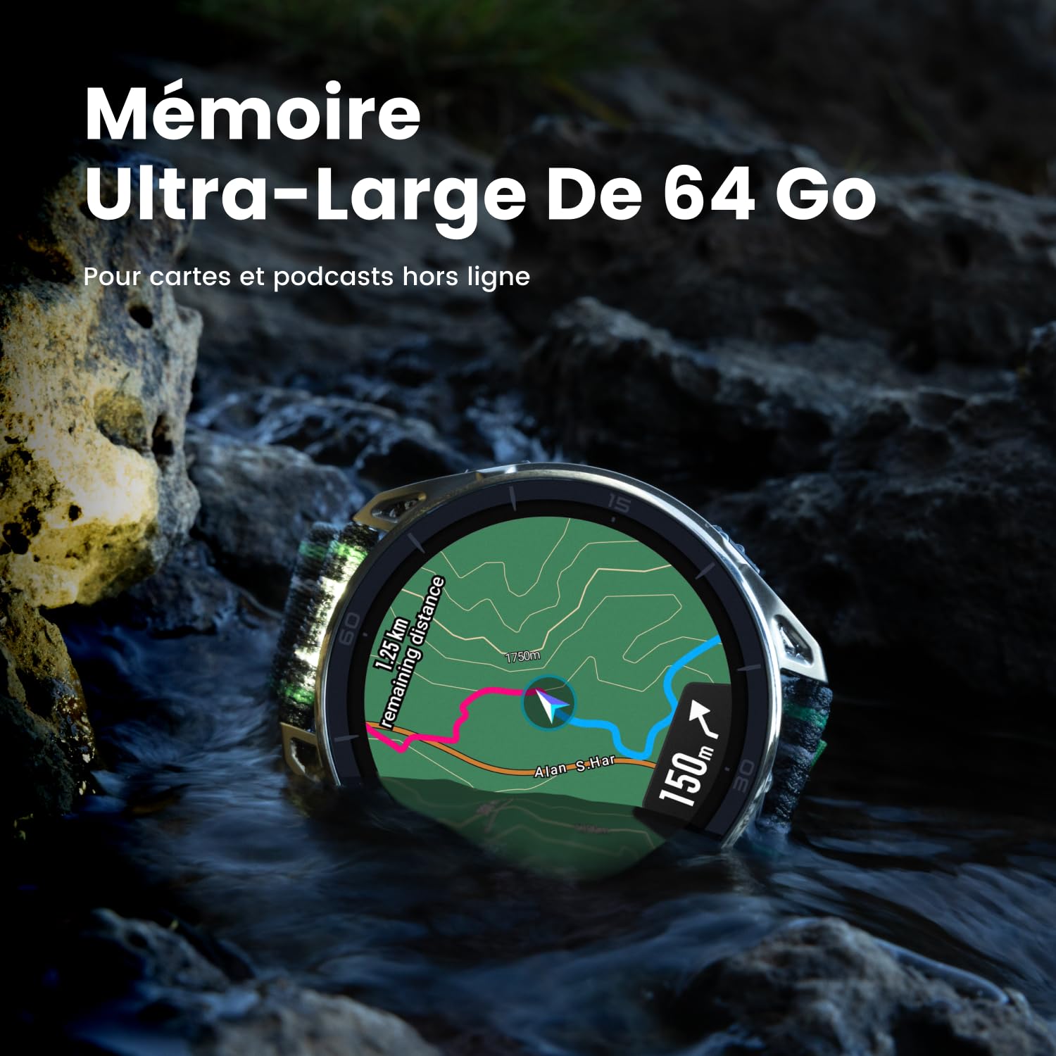 Amazfit Cheetah 2 Ultra Montre Connectée GPS 47 mm, Verre Saphir, Boîtier en Titane, Autonomie 30 Jours, Lampe Torche, Stockage de 64 Go, NFC, Cartes, +180 Modes Sportifs et HYROX, pour Android iPhone