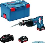 Bosch Professional 18V System Akku Säbelsäge GSA 18 V-LI (inkl. 2x5.0Ah Akku, Schnellladegerät, 2x Sägeblatt, L-BOXX 238) - 1
