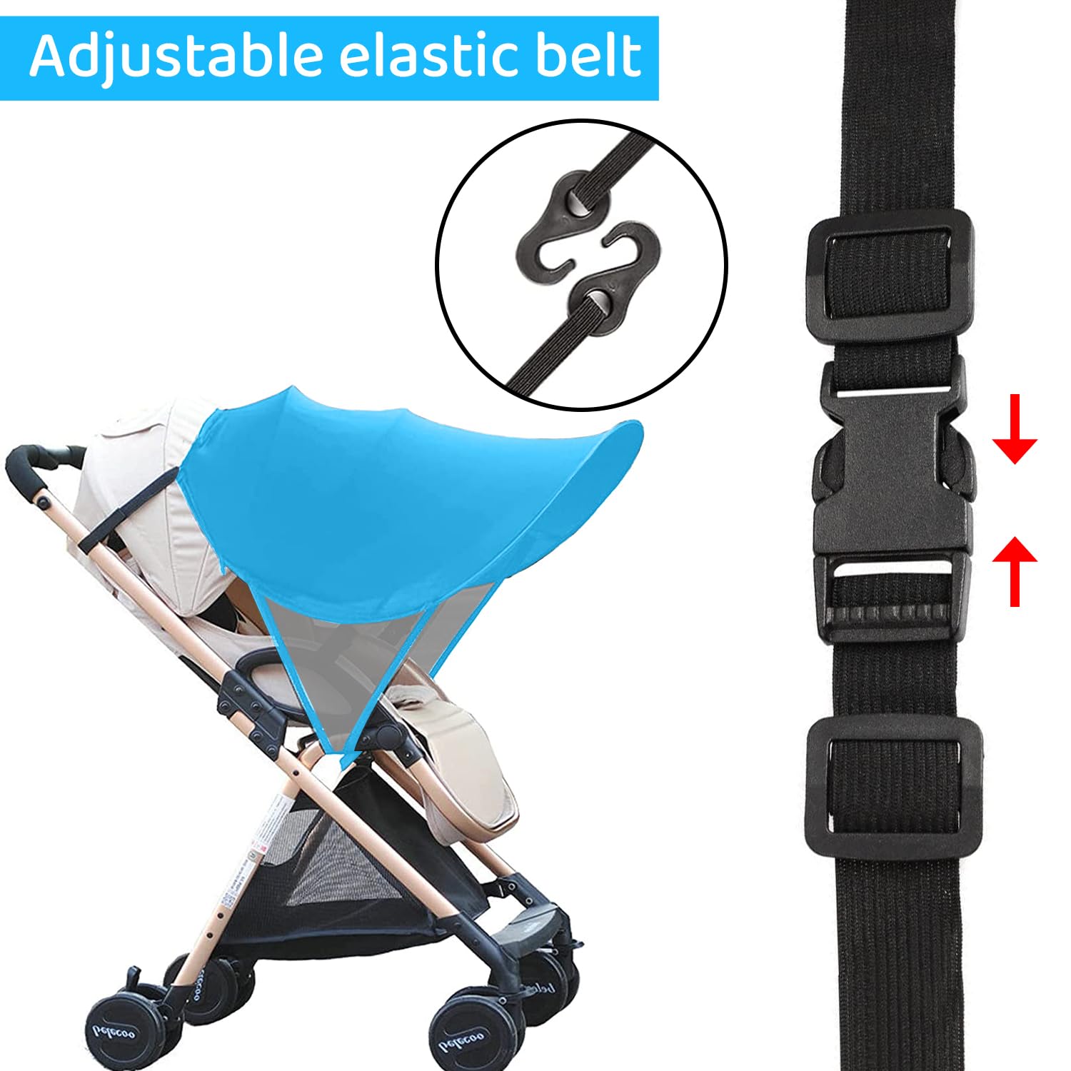 Pram Sun Shade Cover,UPF50+ Universal Baby Sunshade,Foldable Baby Stroller Sun Shade Pushchair Awning,Breathable Pram Sun Shade,Stroller Sun Shade Canopy for Pushchair,Buggy,Stroller (Blue) - Image 4