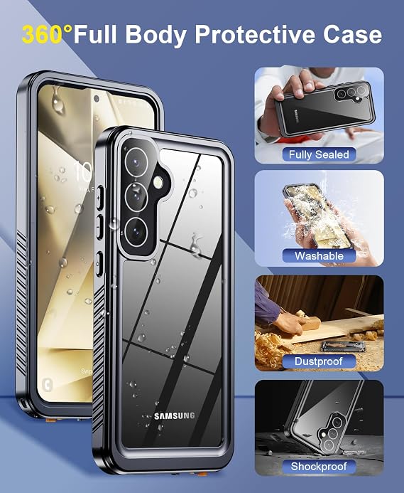 Beeasy for Samsung S24 PLUS Case Waterproof-Shockproof Dustproof 360 Degree Full Body Heavy Duty Cover Built in Screen Protector- Galaxy S24 PLUS Protective Phone Case 6.7 inch Black