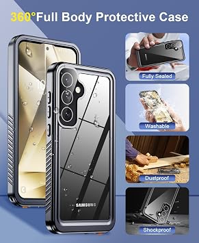 Beeasy for Samsung S24 PLUS Case Waterproof-Shockproof Dustproof 360 Degree Full Body Heavy Duty Cover Built in Screen Protector- Galaxy S24 PLUS Protective Phone Case 6.7 inch Black
