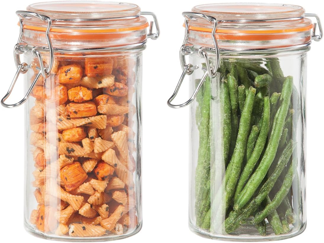 Oggi Set of 2 Glass Canisters with Clamp Lids & Silicone