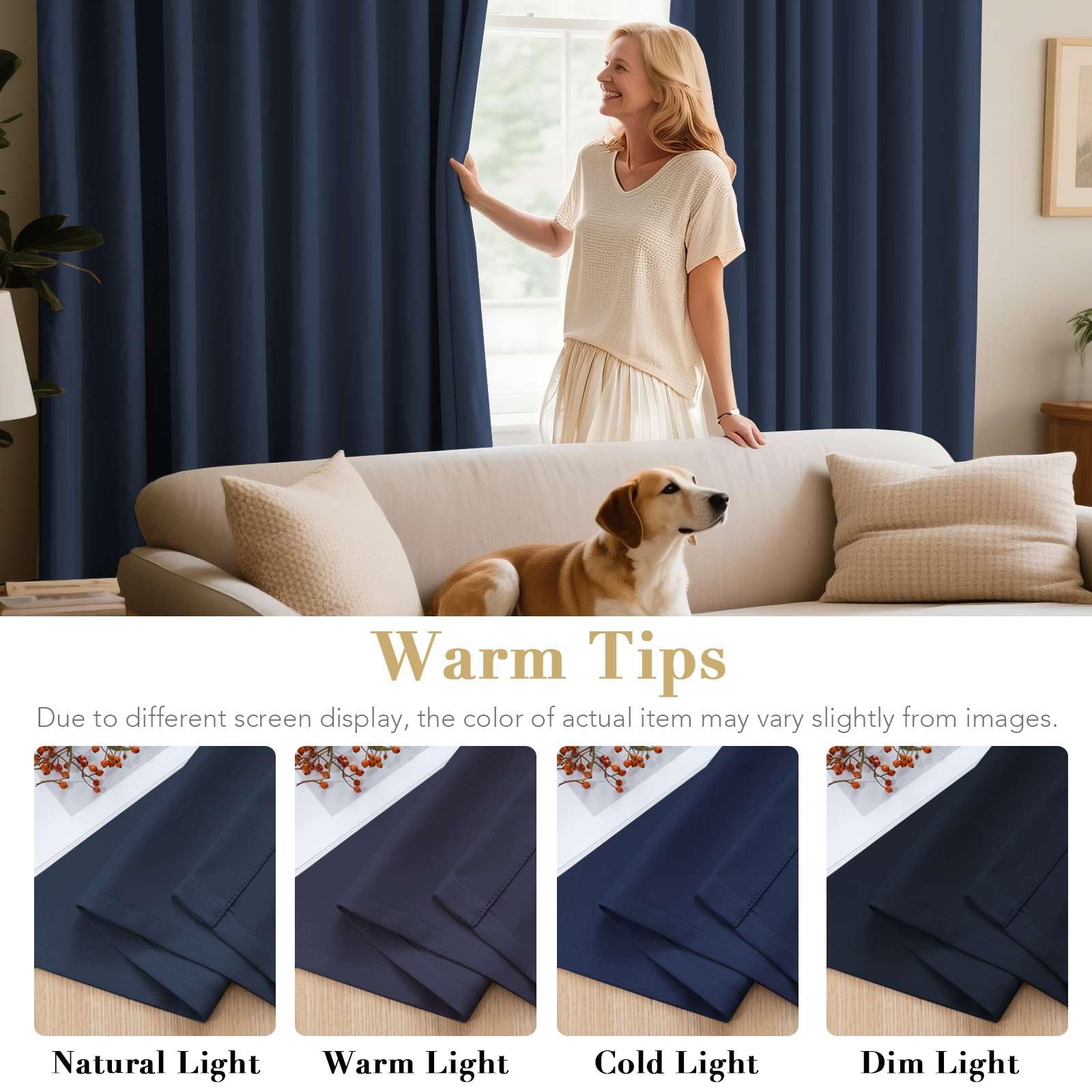 Amazon.com: H.VERSAILTEX Premium Blackout Navy Curtains Thermal