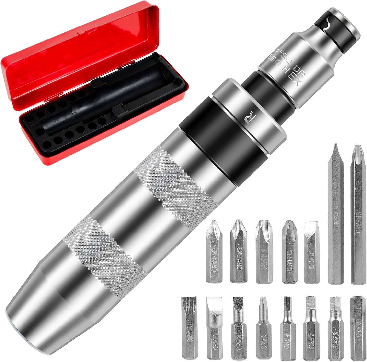 16 Pcs Hand Impact Driver Set Sturdy Steel Manual Impact Screwdriver Set with Short and Long Bits Multifunctional Impact Driver Set for Removing Damaged Frozen Rusted Screws ZJMCAJY