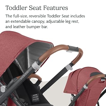 UPPAbaby Vista V2 Stroller/Convertible Single-to-Double System/Bassinet, Toddler Seat, Bug Shield, Rain Shield, and Storage Bag Included/Lucy (Rosewood Melange/Carbon Frame/Saddle Leather)