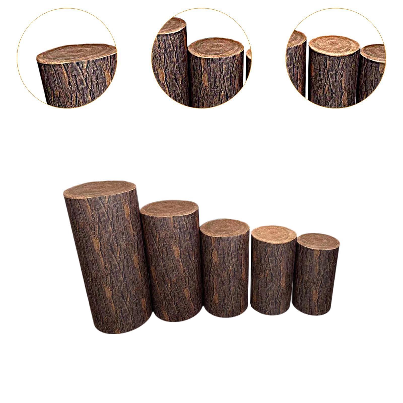 rockible 5 Fundas para Soportes Cilíndricos para Decoración de Bodas Y Fiestas, Grano de Madera