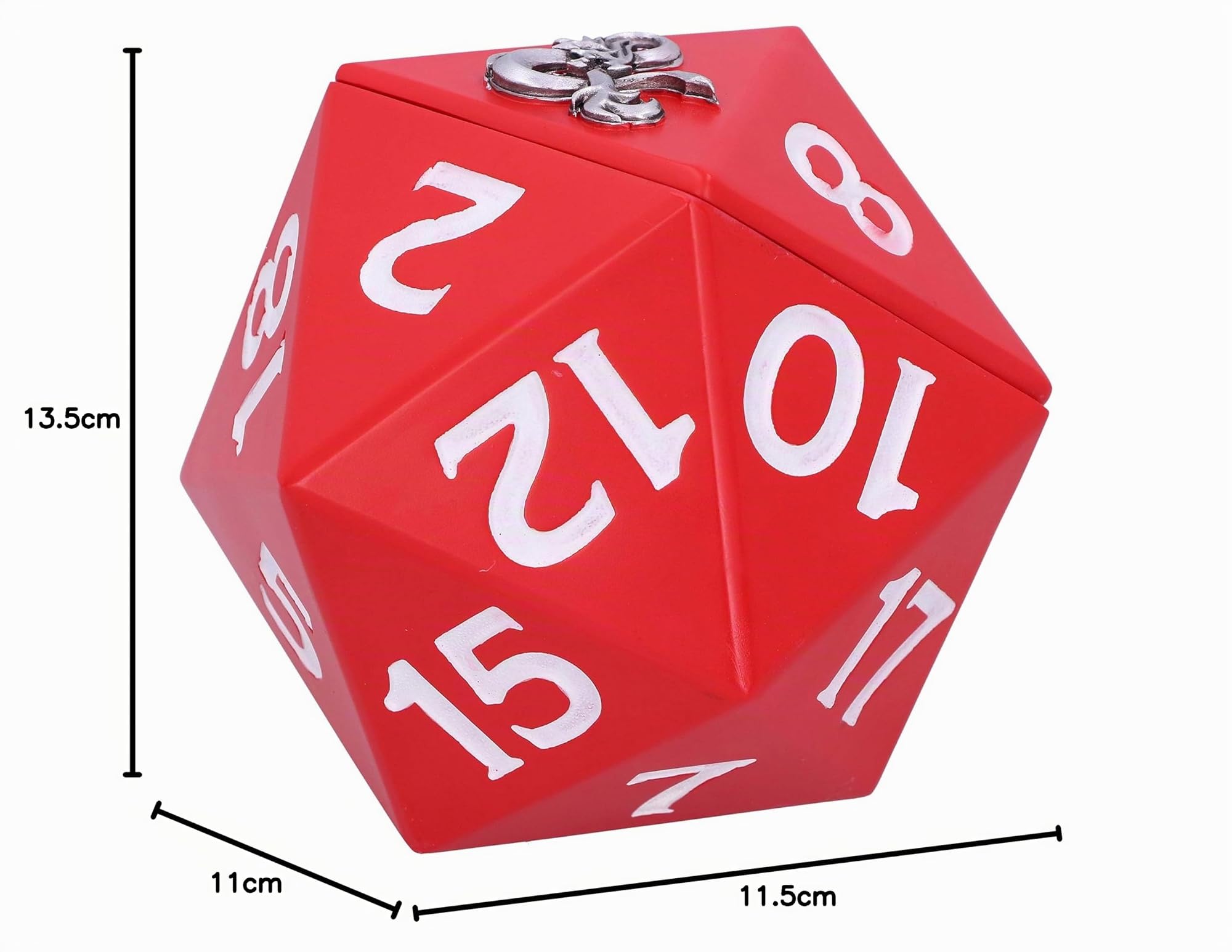 NEMESIS NOW Boîte de Rangement D20 sous Licence Officielle Dungeons & Dragons, Rouge, 13,5 cm