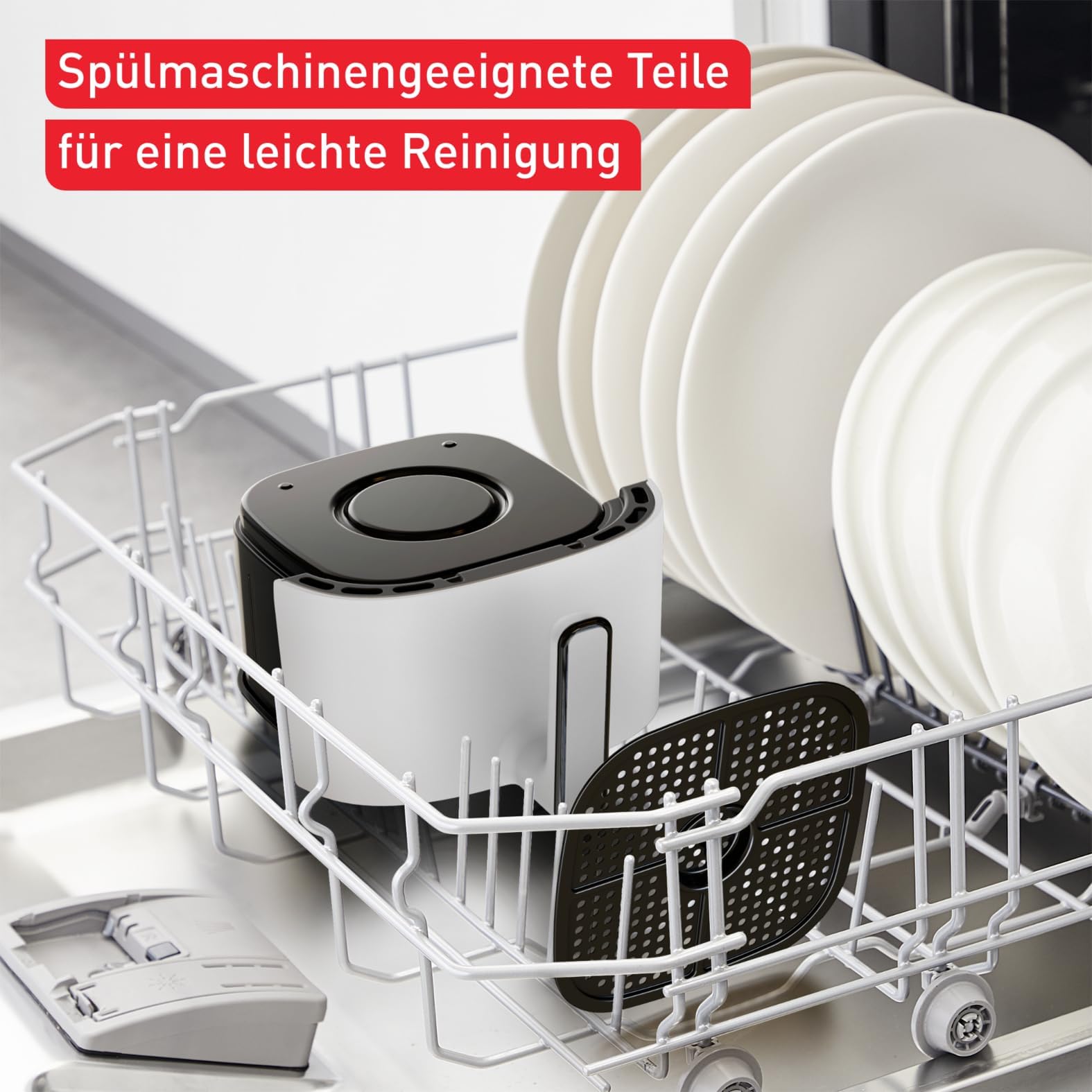 Tefal Easy Fry Compact Heißluftfritteuse/Airfryer 3 L, Hellgrau – kompakt für 1–4 Personen, 10 Programme mit Touch-Display, antihaftbeschichtet, energiesparend, gesund & knusprig genießen, EY145A