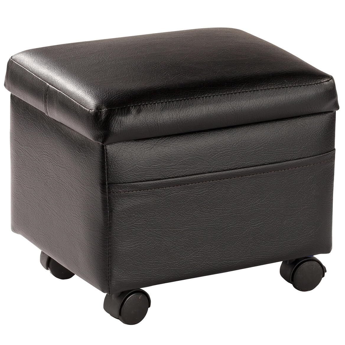 OakRidge Flip Cover Ottoman, 13" x 10", Black Leather