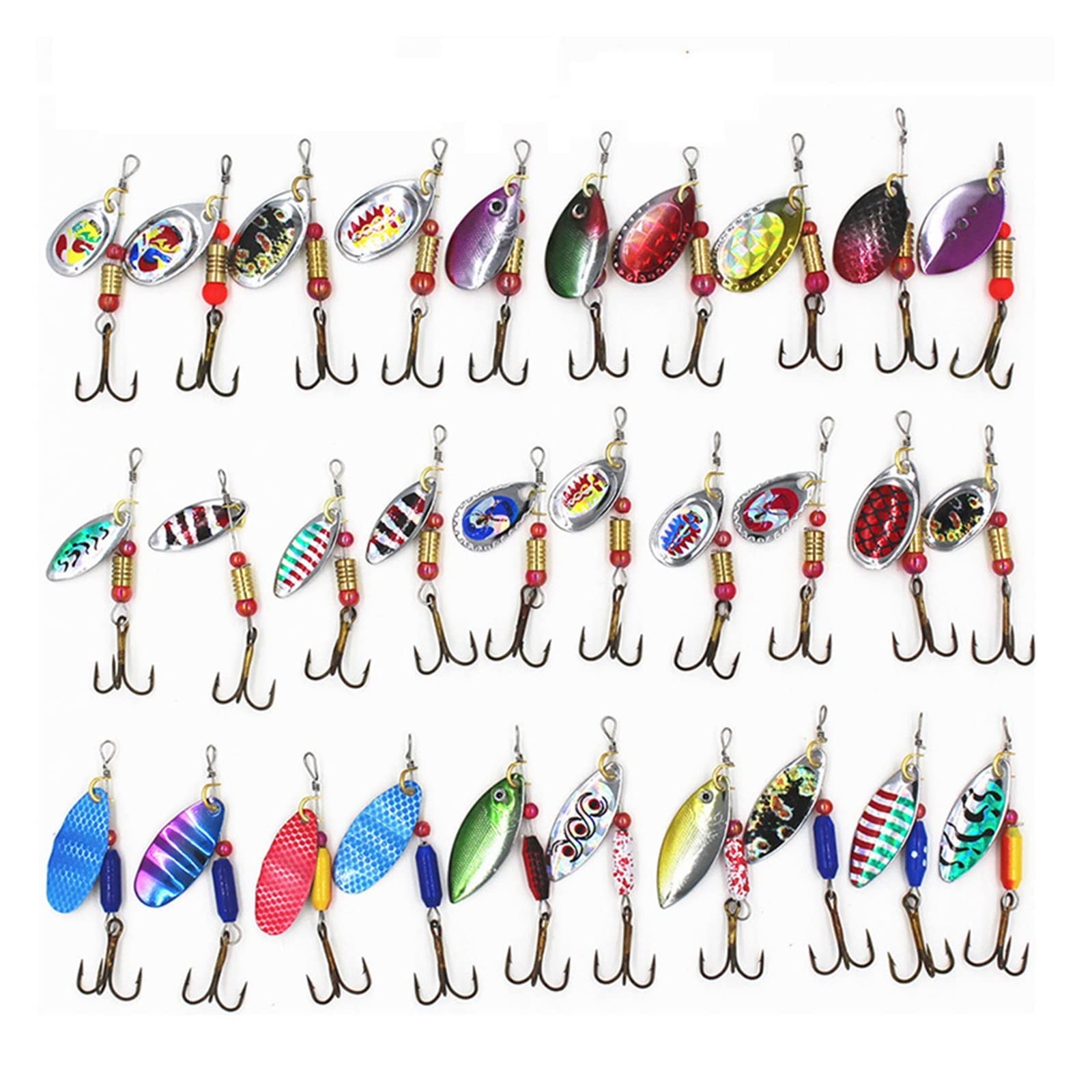 XILILHC Leurre de pêche avec cuillères colorées, 30 pièces