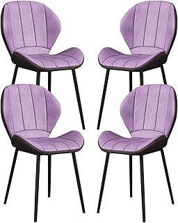 ZYXF Pack De 4 Sillas De Comedor Asiento De Cuero Artificial Silla con Respaldo Silla De Cocina Silla Tapizada Estructura Metálica Diseño Silla De Oficina (Color : Purple)