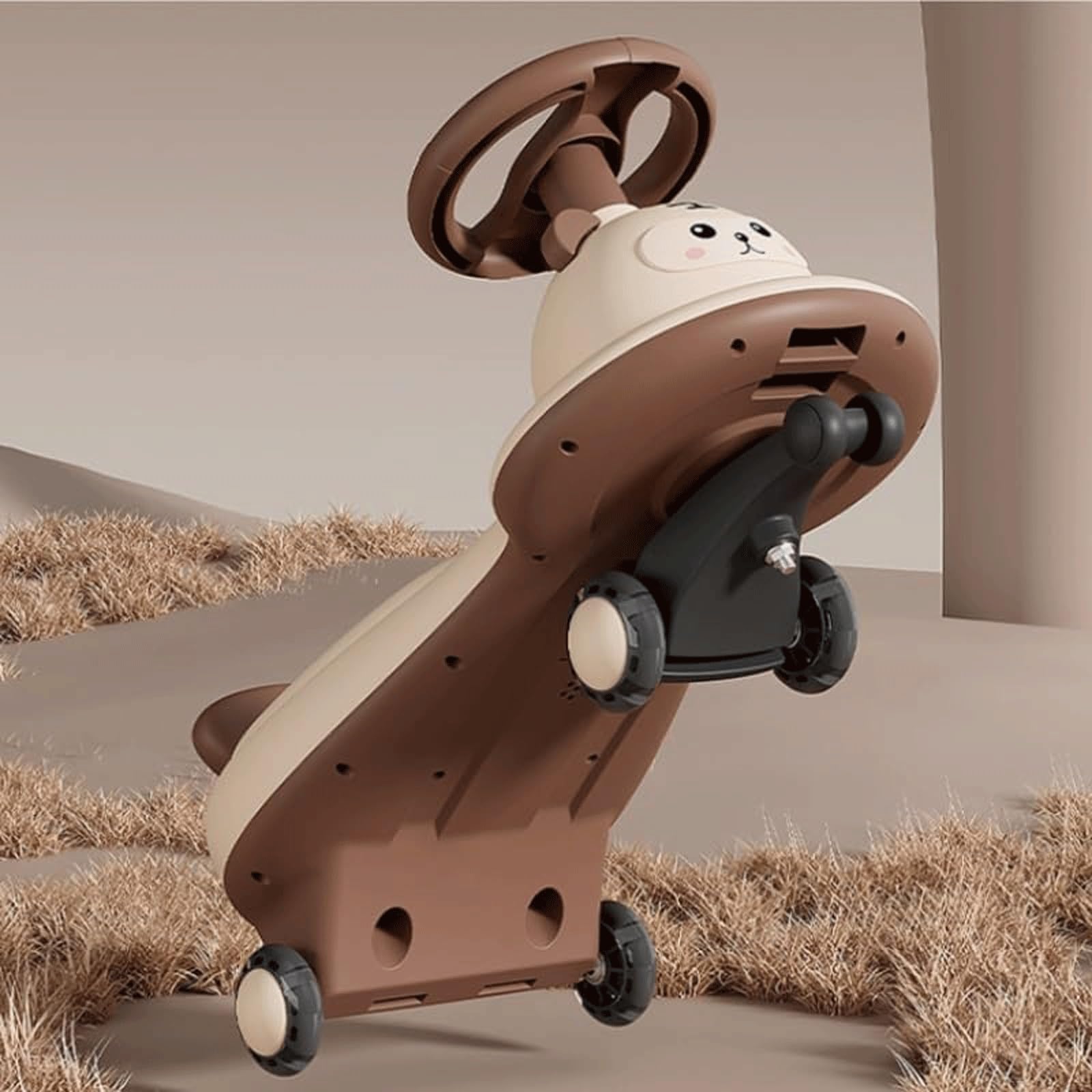 Wiggle Car Huśtawka Samochód Cicha Wiggle Hulajnoga Flash Wheel Rowerek biegowy Jeździć na pchaczu Dziecięcy samochód Wiggle z liną do mocowania(Roze)