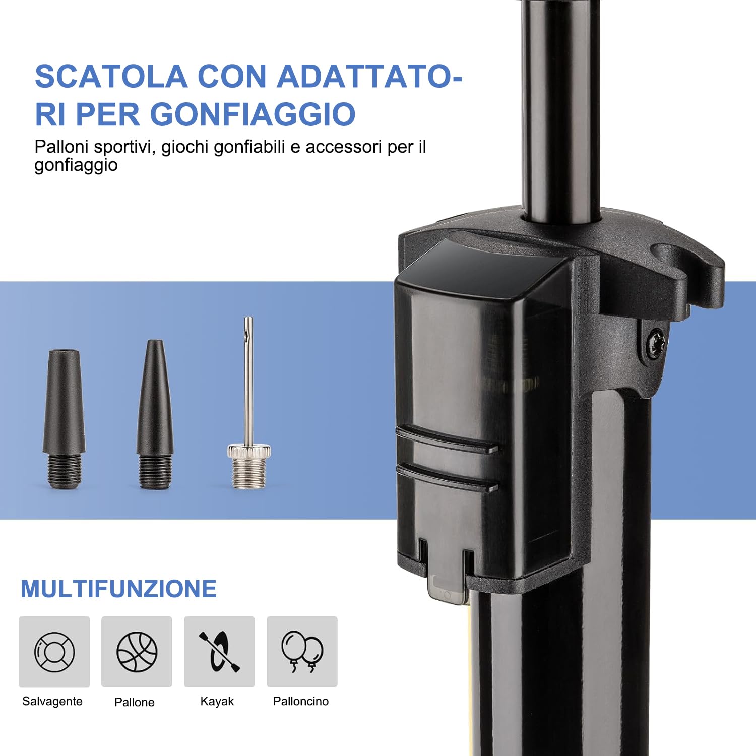 CXWXC Pompa per bicicletta con manometro digitale – Pompa ad aria fino a 140 PSI per valvole Presta & Schrader – Pompa ad aria portatile per bicicletta con grande display LCD
