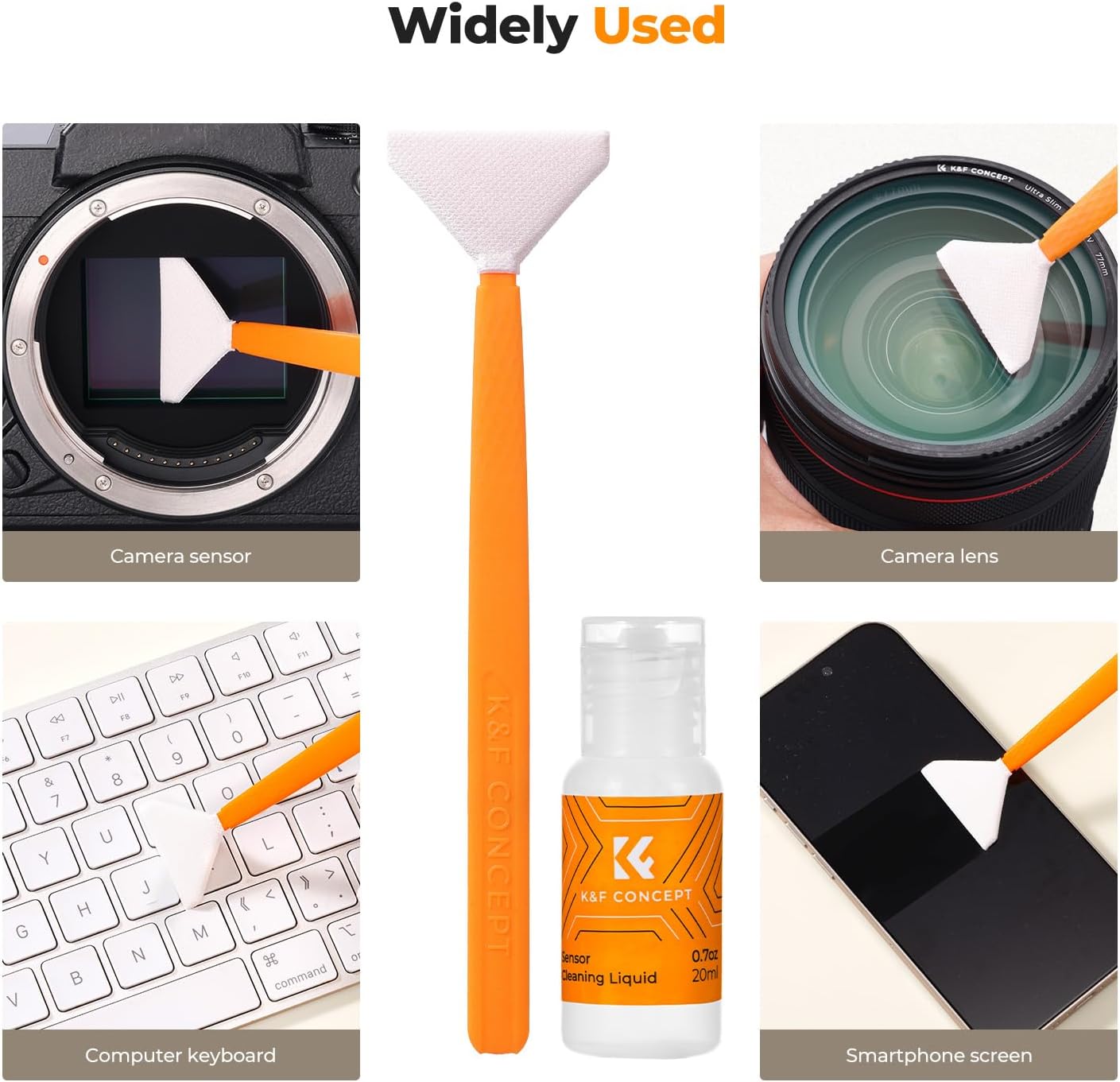 K&F CONCEPT Medium Format Sensor Cleaning Swab Kit, 12 Swabs + 20ml Cleaner