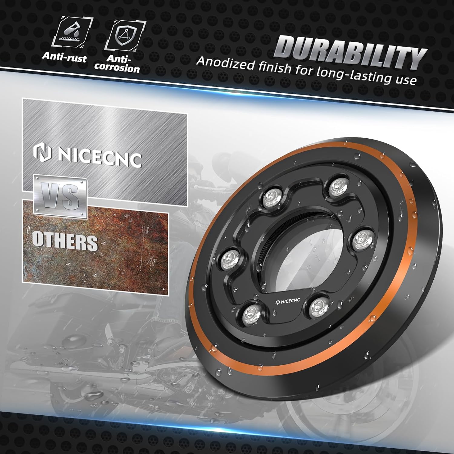 NICECNC Orange Left Transparent Derby Cover Alternator Plug Cover Aluminum Compatible with Harley Sportster S RH1250S 2021-2024, Pan America 1250 RA1250 2021-2024, Replacement for 25701120, See Fit.