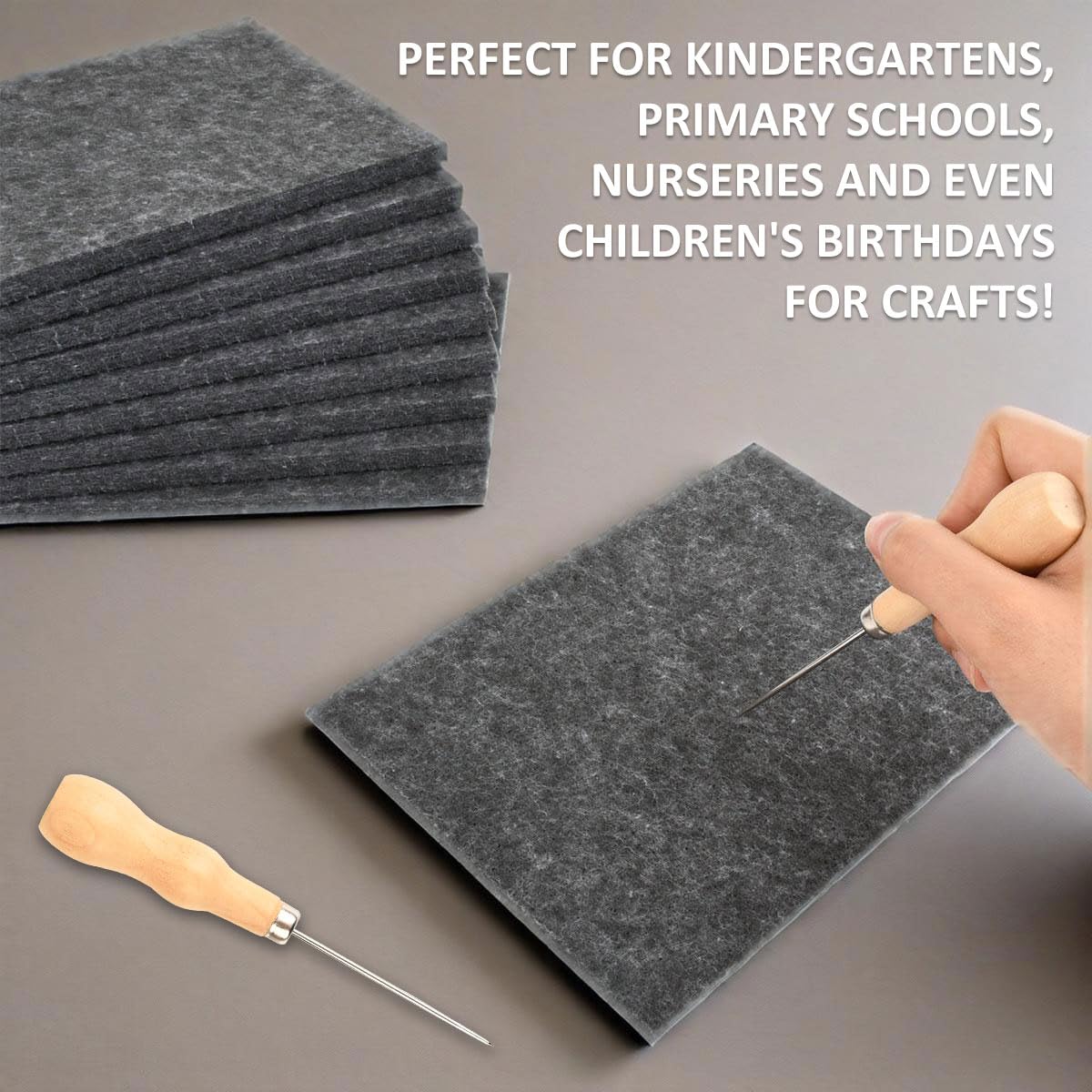 FOCCTS 10 Kit Poinçon pour Enfant et Adultes –10 Aiguilles à Piquer et 10 Tapis feutrés-Développe la Concentration et la créativité grâce au Bricolage- Piquage Picotage, Poinçonnage Maternelle