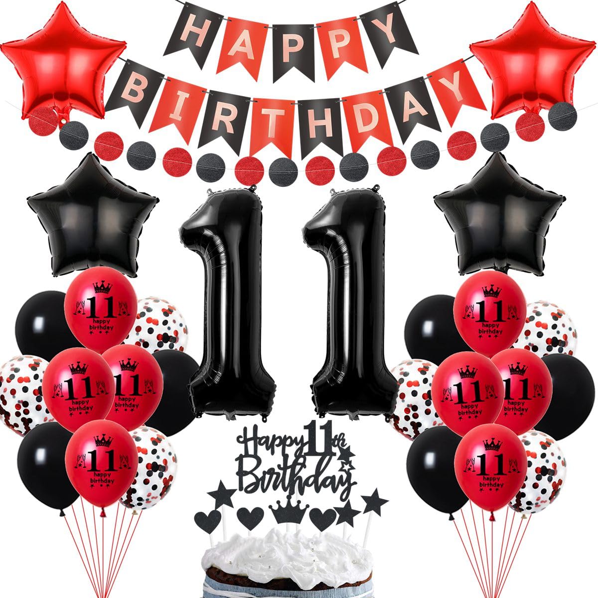 Auguri Di Buon Compleanno Con Palloncino Nero Oro Rosso, Palloncino
